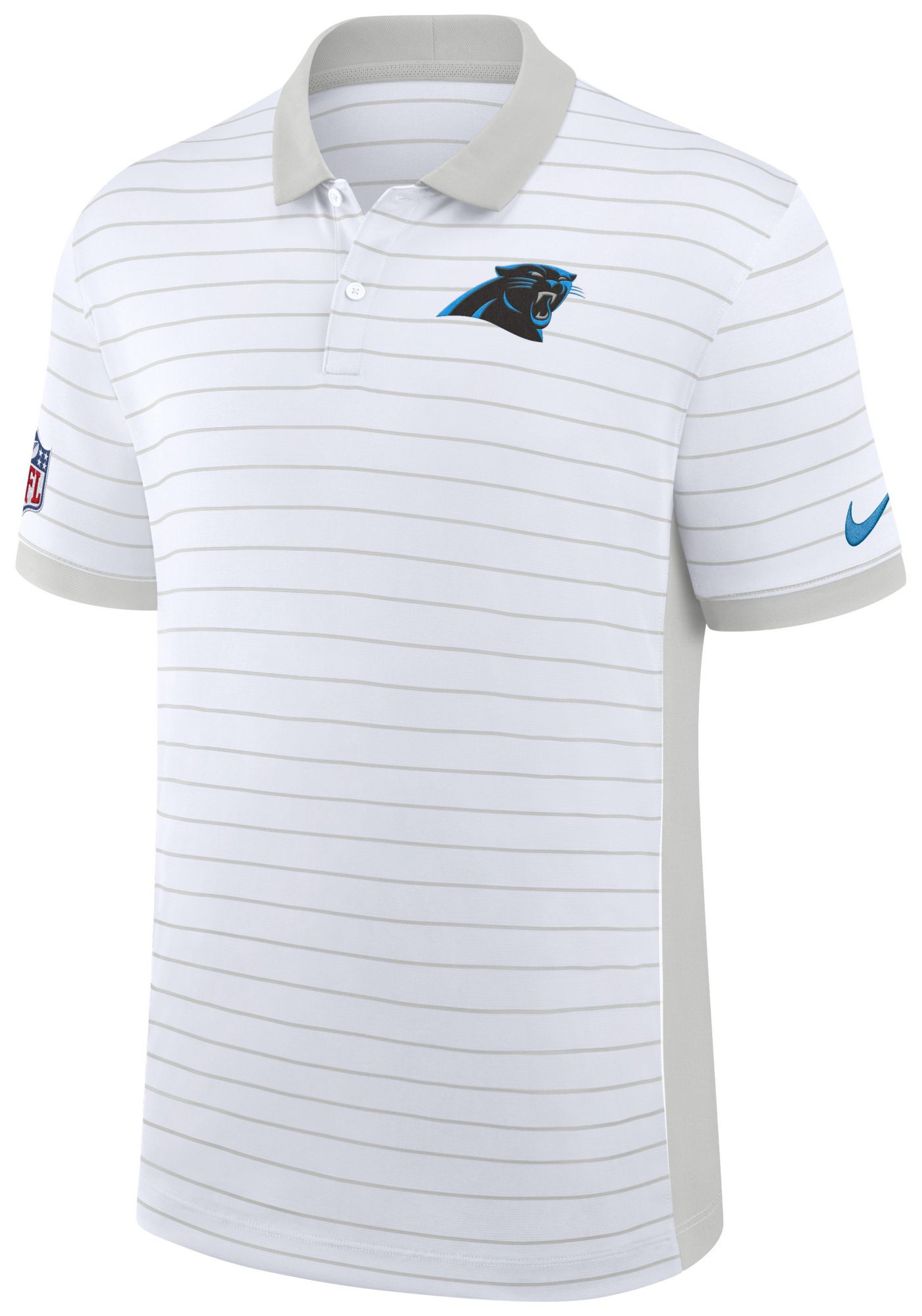 Nike Men's Carolina Panthers White Dri-FIT Victory Striped Polo product image