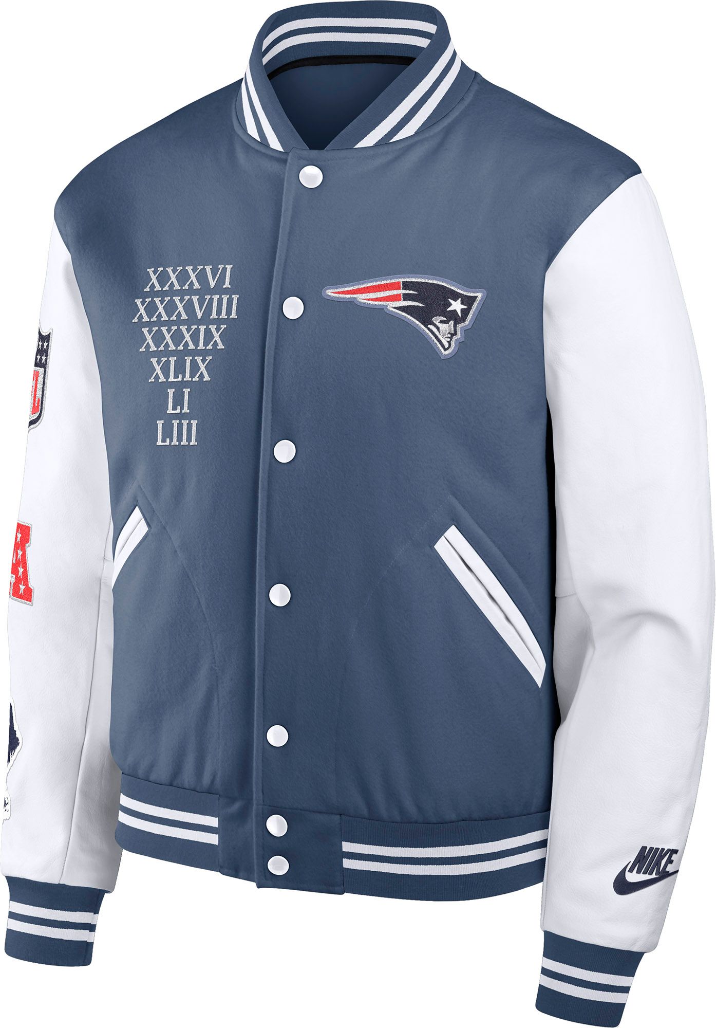 Nike Men's New England Patriots NFL Rivalries Varsity Jacket product image