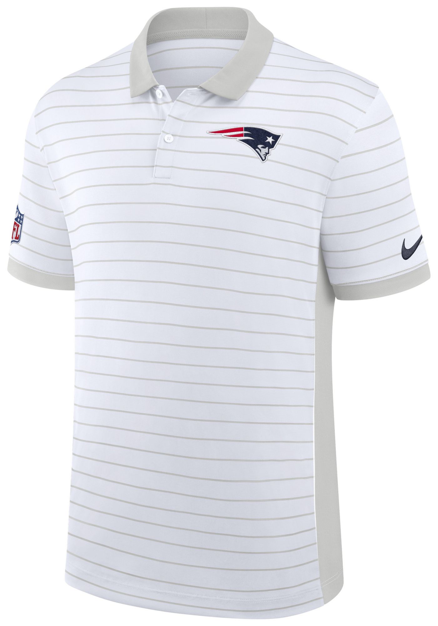 Nike Men's New England Patriots White Dri-FIT Victory Striped Polo product image