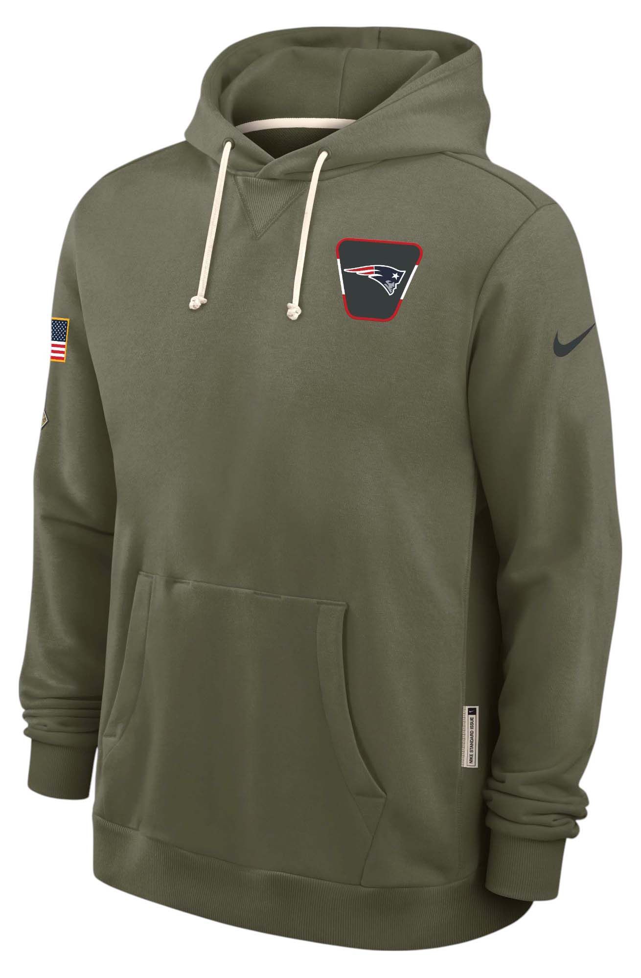 Nike Men's New England Patriots Salute To Service 2025 Olive Standard Issue Dri-FIT Pullover Hoodie product image