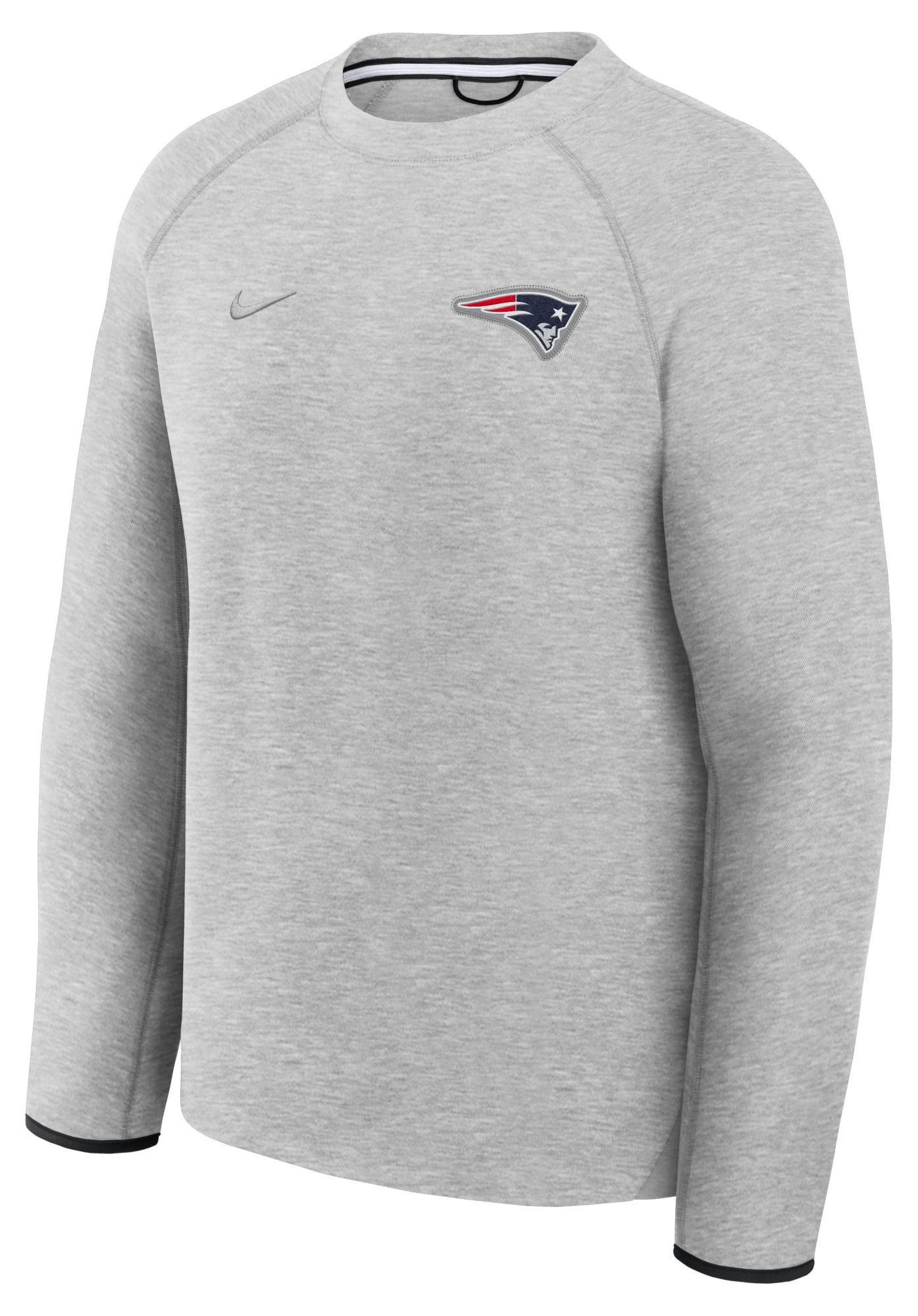 Nike Men's New England Patriots Dark Grey Heather Tech Fleece Crewneck Sweatshirt product image