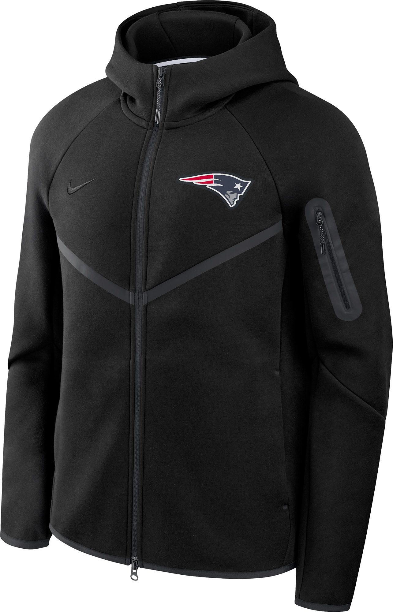 Nike Men's New England Patriots Black Tech Fleece Full-Zip Windrunner Hoodie product image