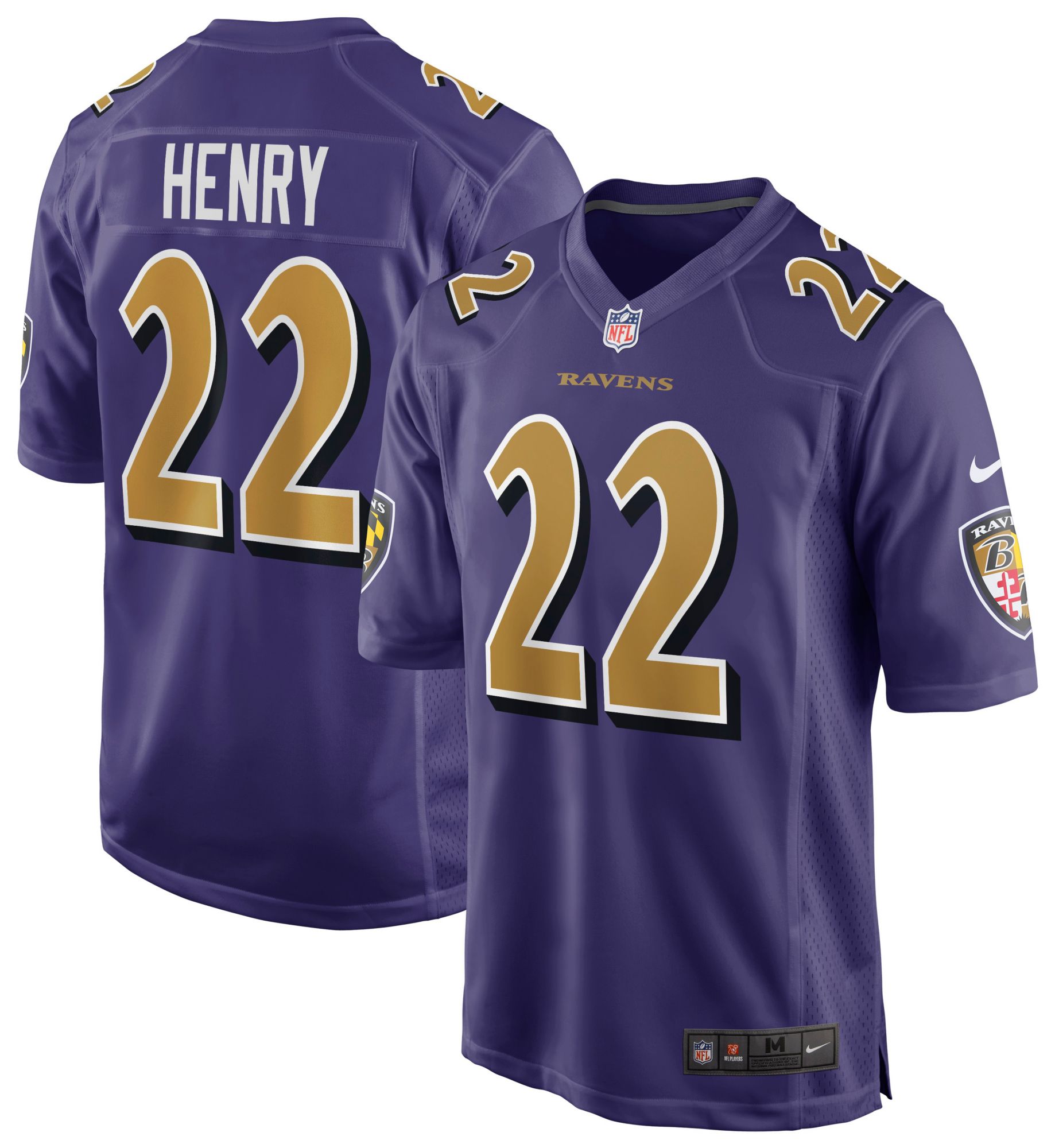 Nike Men's Baltimore Ravens Derrick Henry #22 Alternate 2 Purple Game Jersey product image