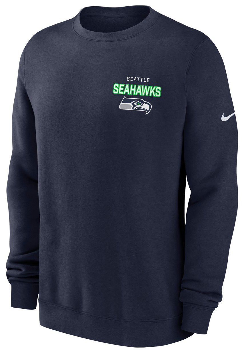 Nike Men's Seattle Seahawks College Navy Club Fleece Crew Pullover Sweatshirt product image