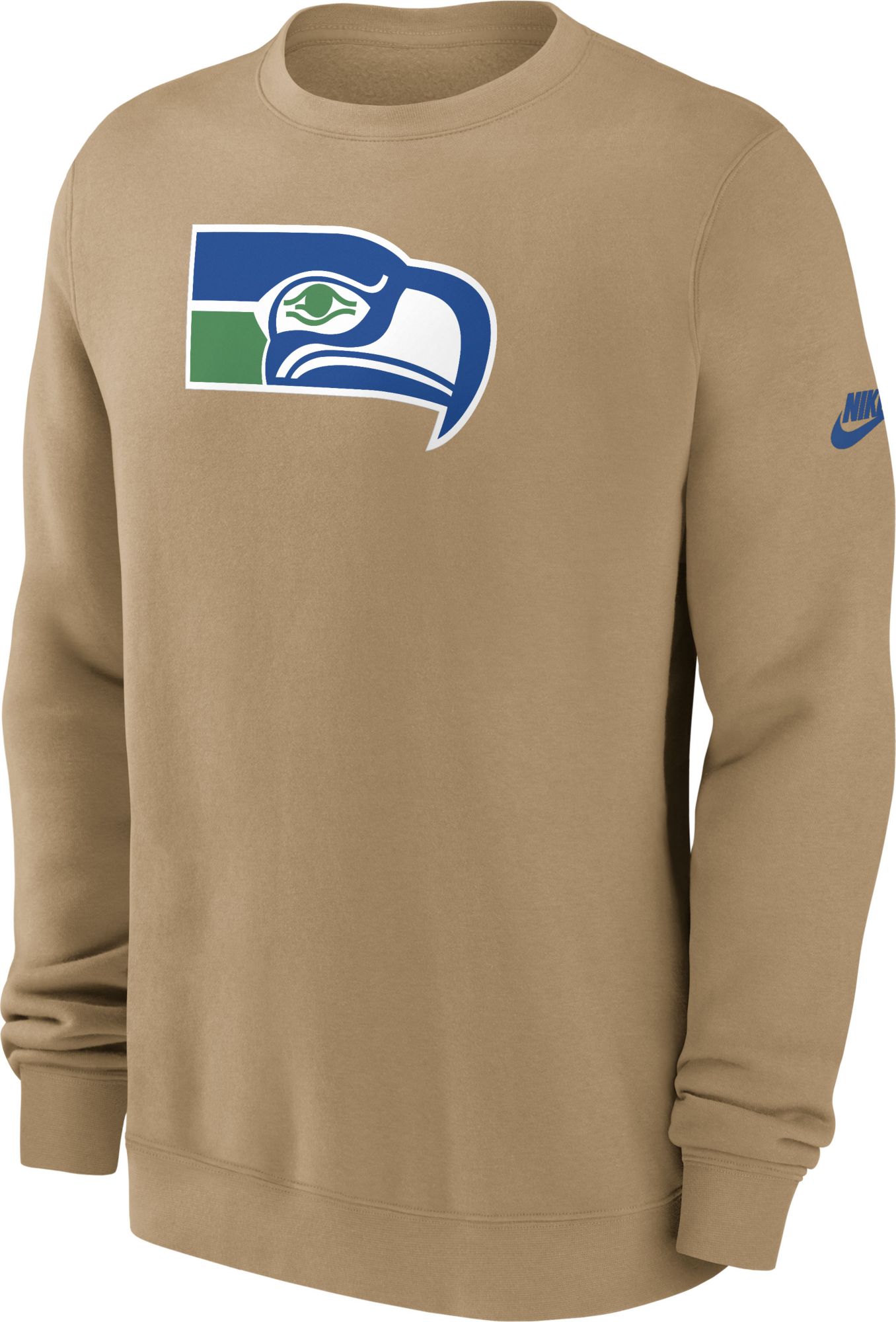 Nike Men's Seattle Seahawks Parachute Beige Rewind Crew Pullover Sweatshirt product image