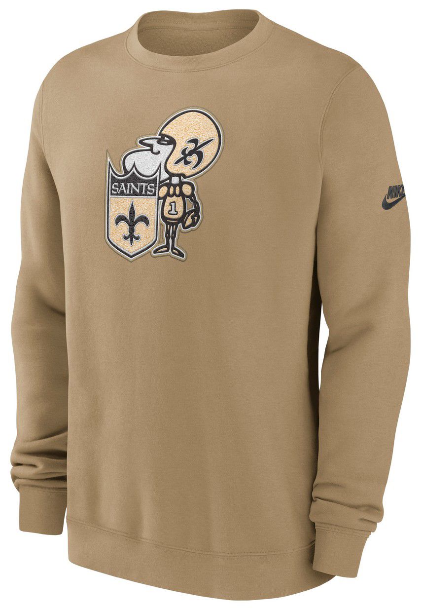 Nike Men's New Orleans Saints Parachute Beige Rewind Club Fleece Crew Pullover Sweatshirt product image