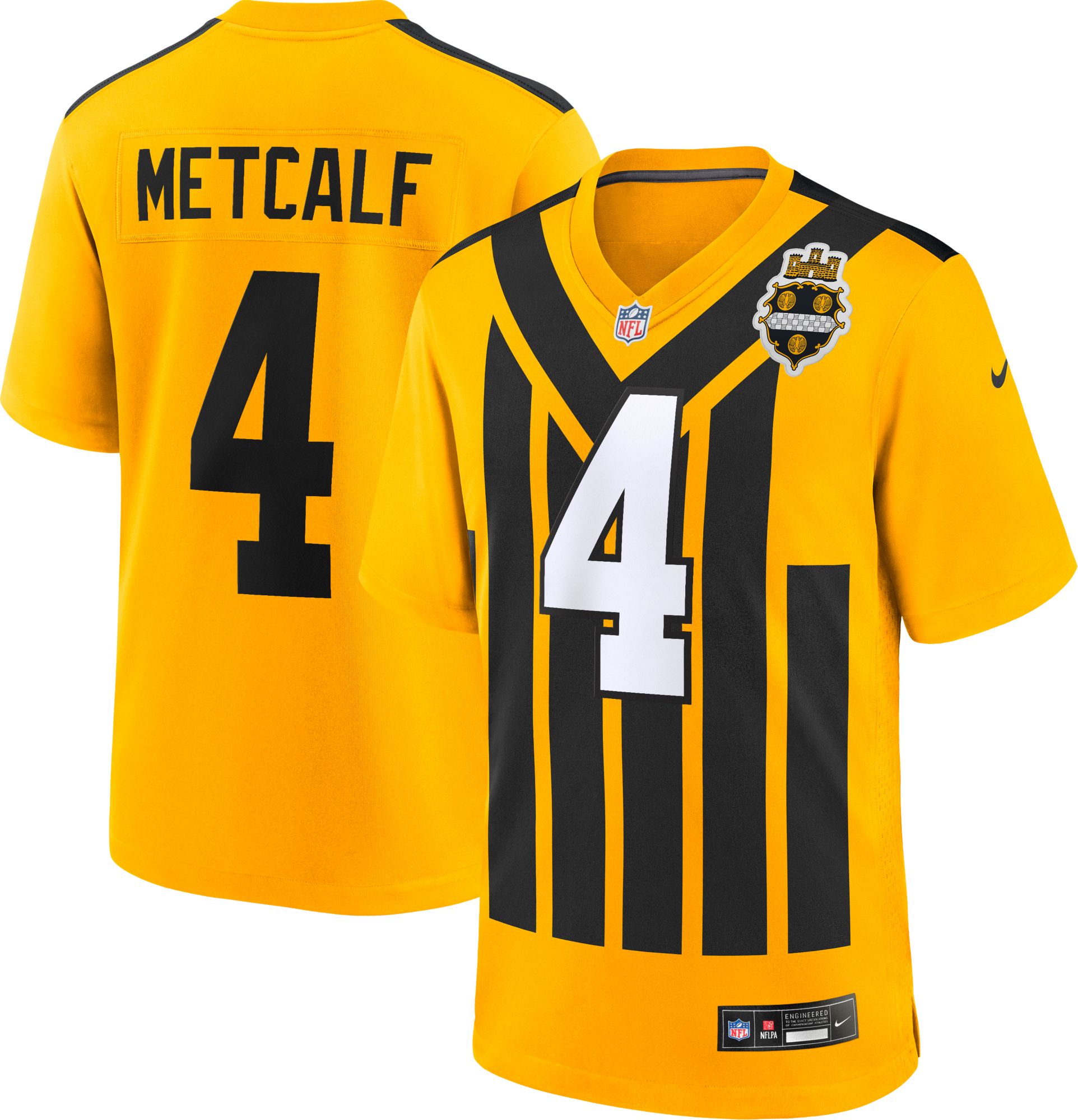 Nike Men's Pittsburgh Steelers D.K. Metcalf #4 Alternate 1933 Throwback Gold Game Jersey product image