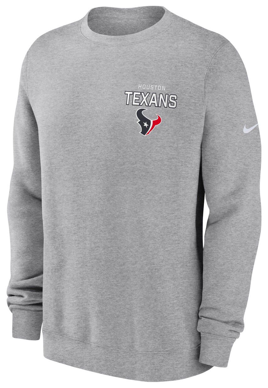 Nike Men's Houston Texans Dark Grey Heather Club Fleece Crew Pullover Sweatshirt product image
