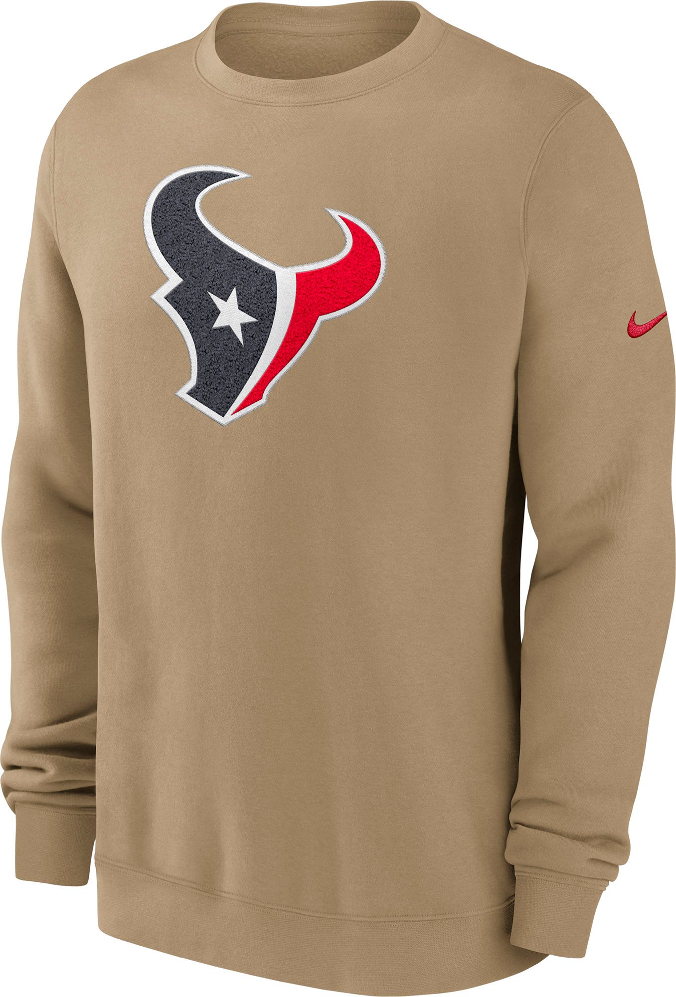 Nike Men's Houston Texans Parachute Beige Rewind Crew Pullover Sweatshirt product image