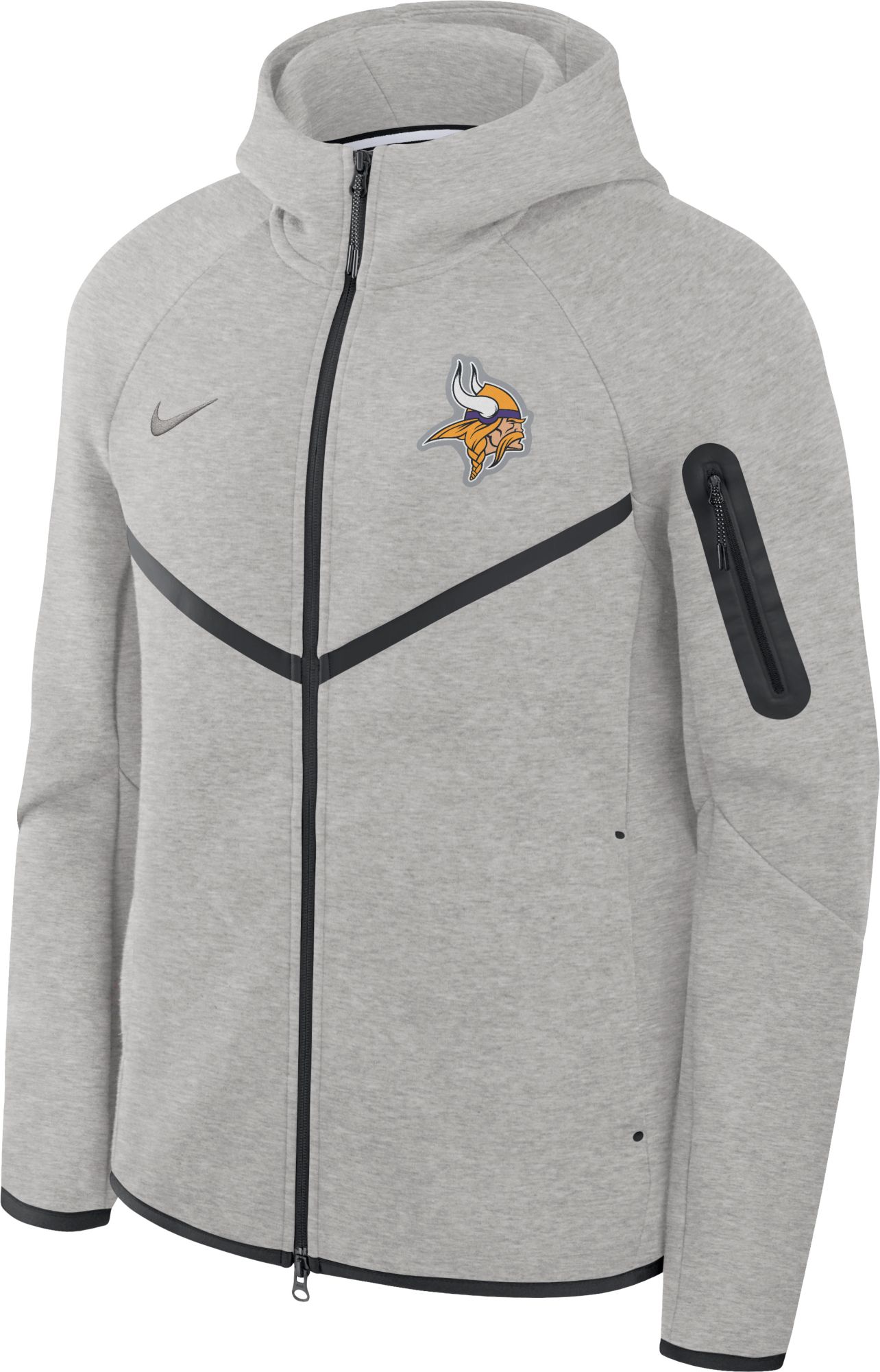 Nike Men's Minnesota Vikings Dark Grey Heather Tech Fleece Full-Zip Windrunner Hoodie product image