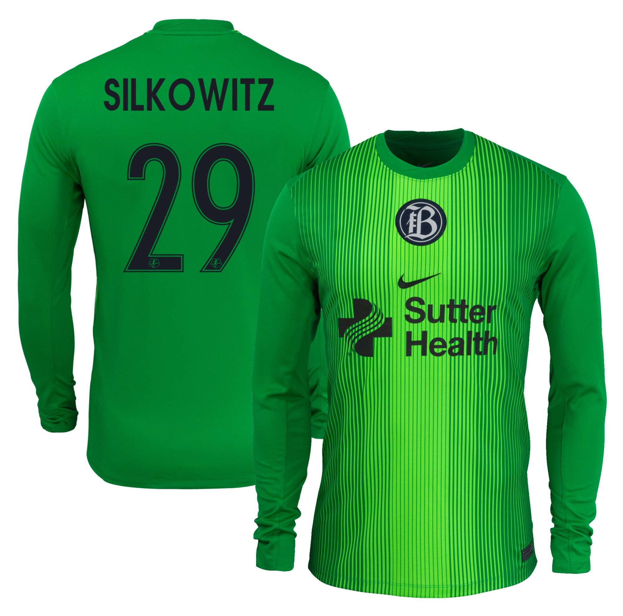 Nike Men's Bay FC Jordan Silkowitz #29 Green Home Long Sleeve Jersey product image