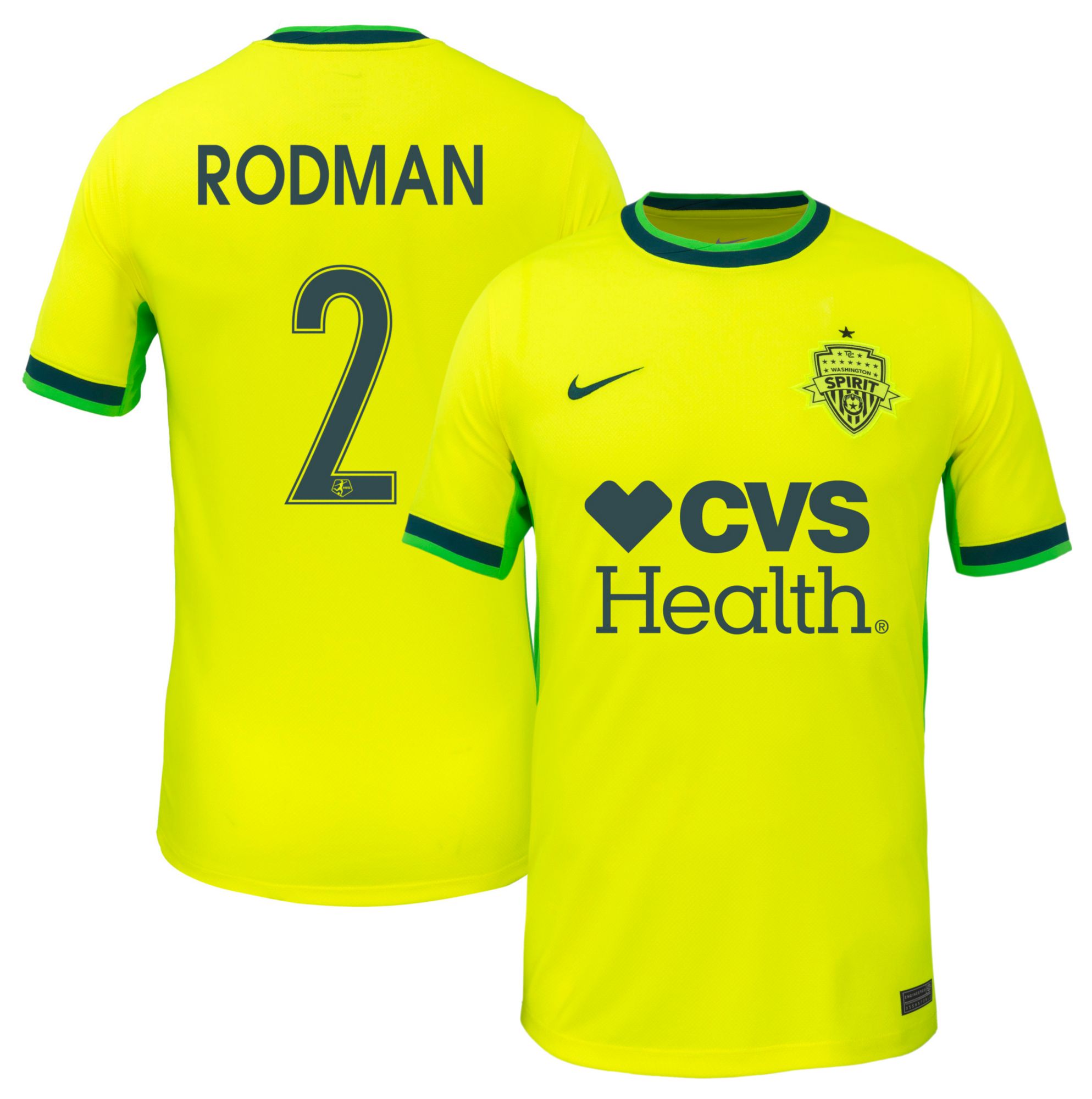 Nike Men's Washington Spirit Trinity Rodman #2 Yellow Away Replica Jersey product image