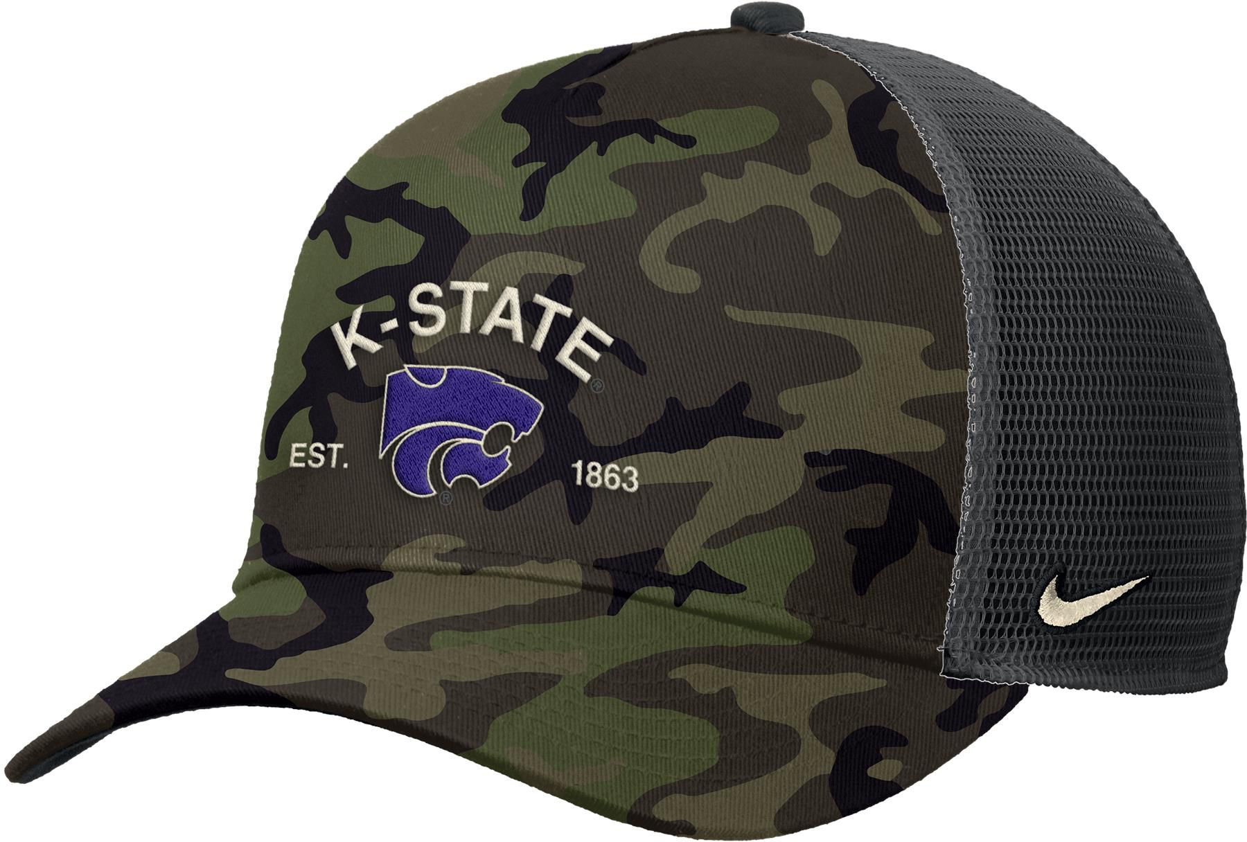 Nike Adult Kansas State Wildcats Camo 2025 Military Appreciation Trucker Hat product image