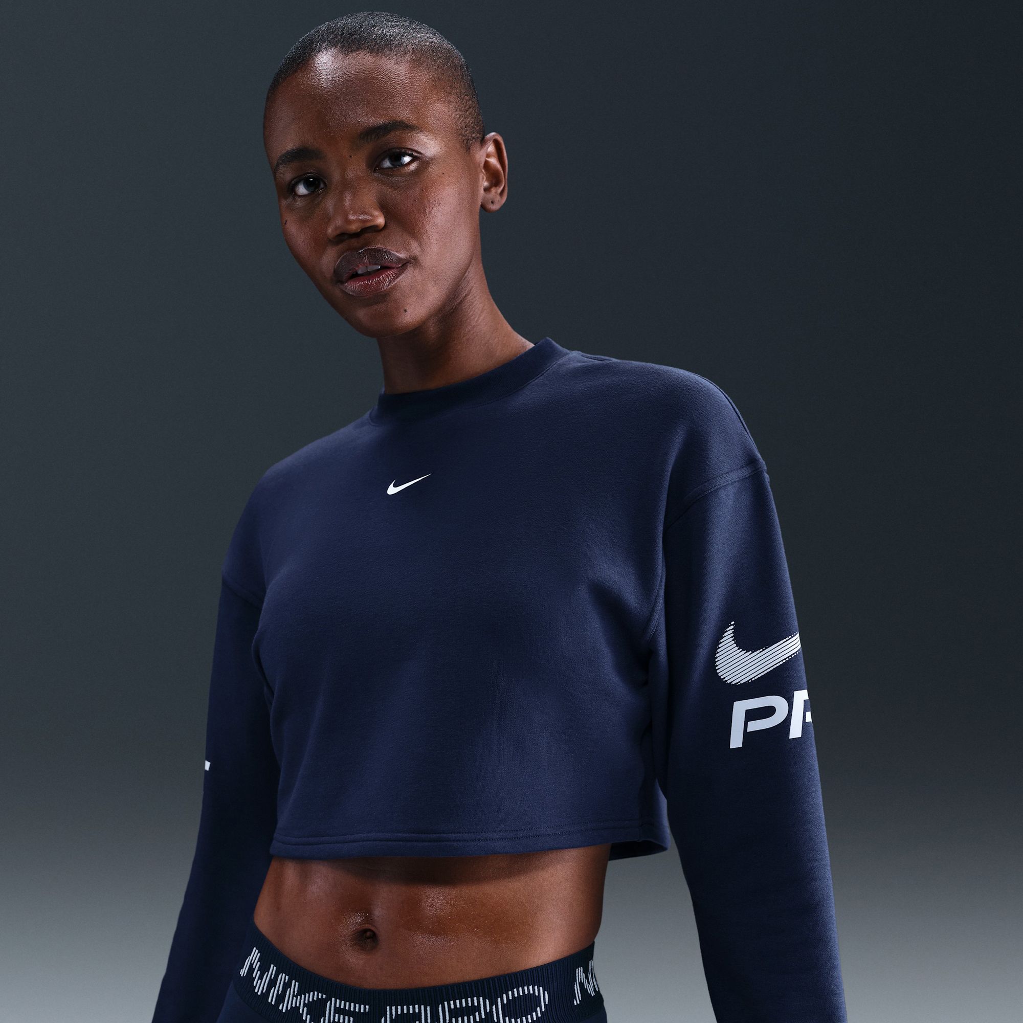 Nike Women's Pro Dri-FIT Loose Crew-Neck French Terry Sweatshirt product image
