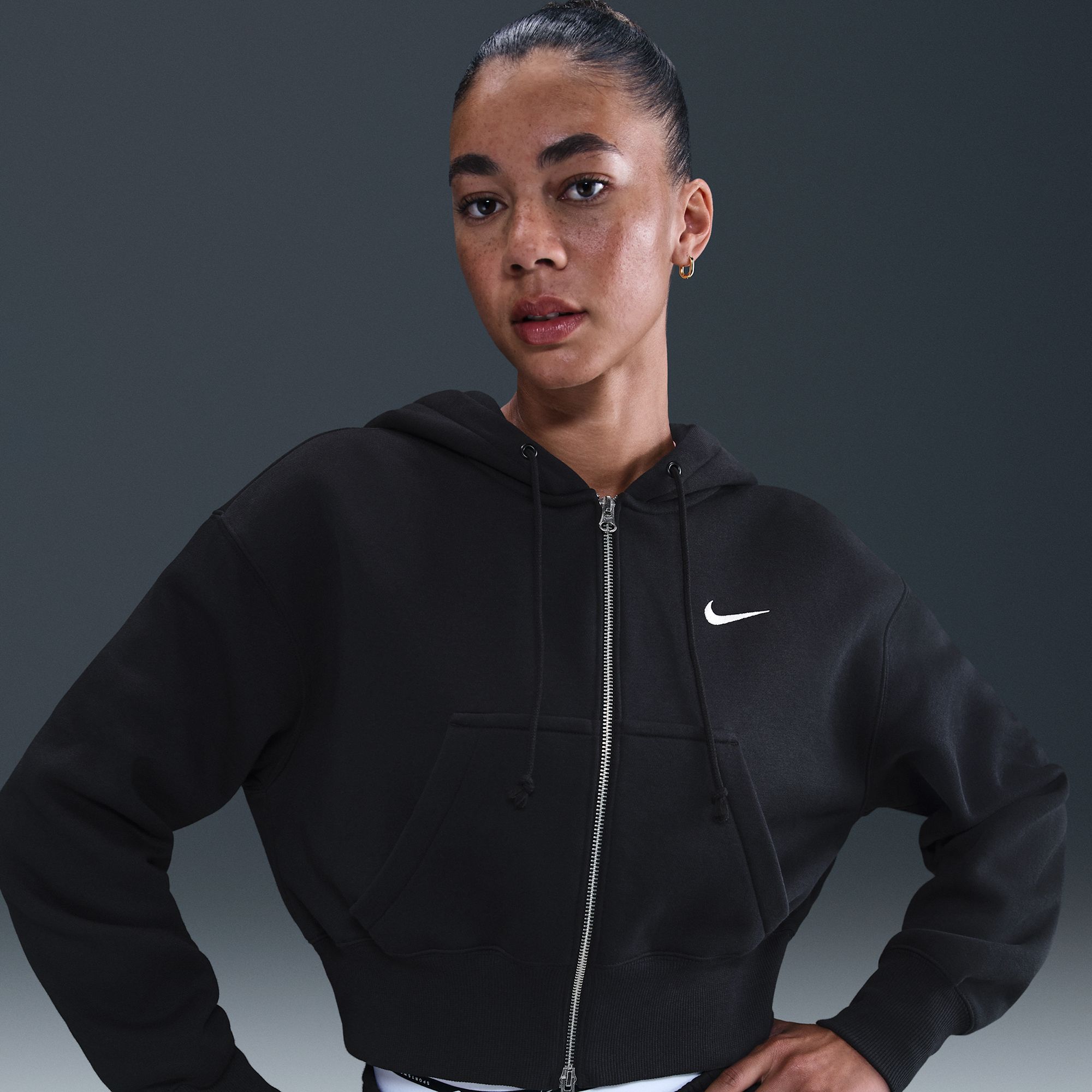 Nike Women's Sportswear Phoenix Fleece Loose Full-Zip Cropped Hoodie product image
