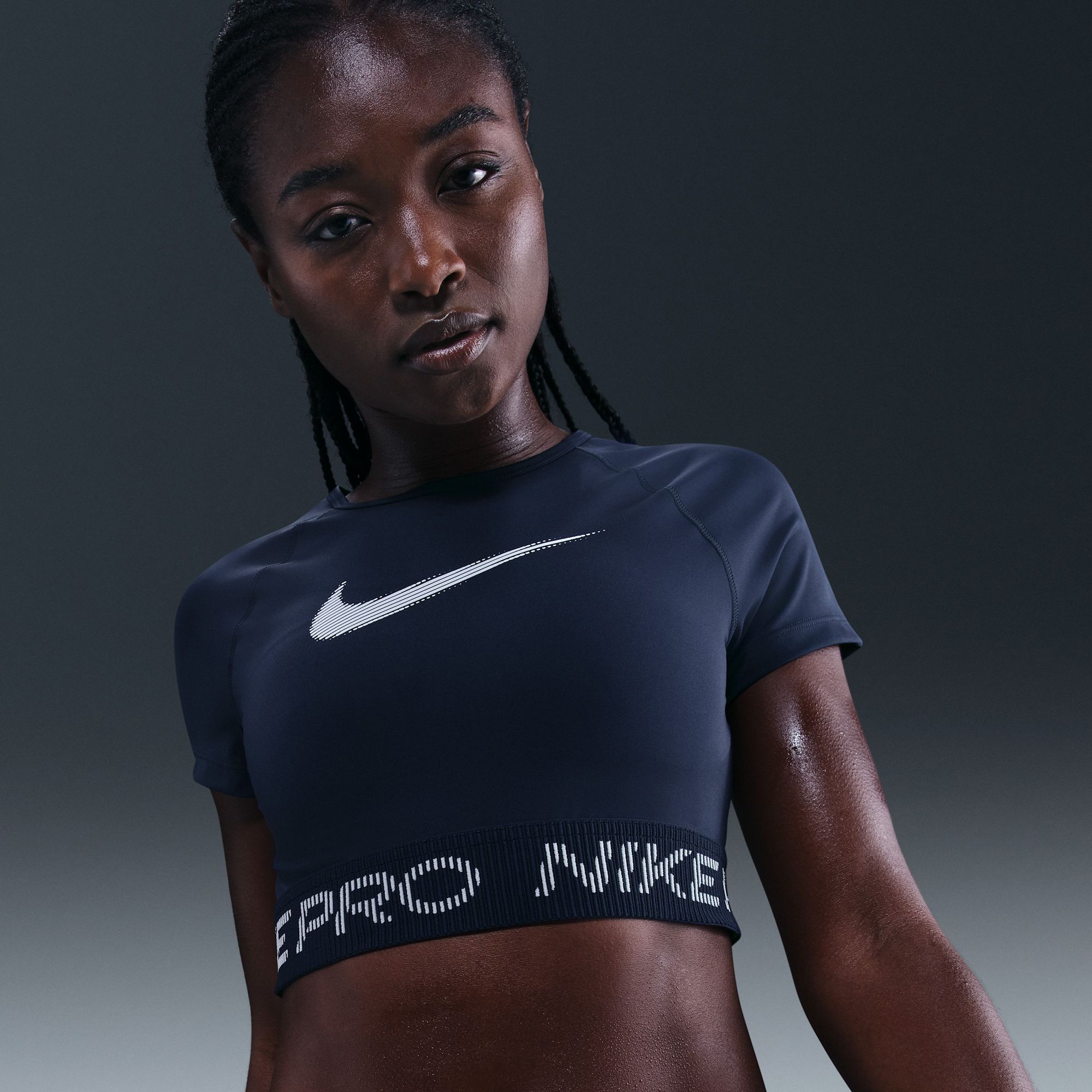 Nike Women's Pro Dri-FIT Short-Sleeve Cropped Graphic Top product image
