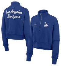 Nike Women's Los Angeles Dodgers Phoenix Blue Cropped Quarter-Zip