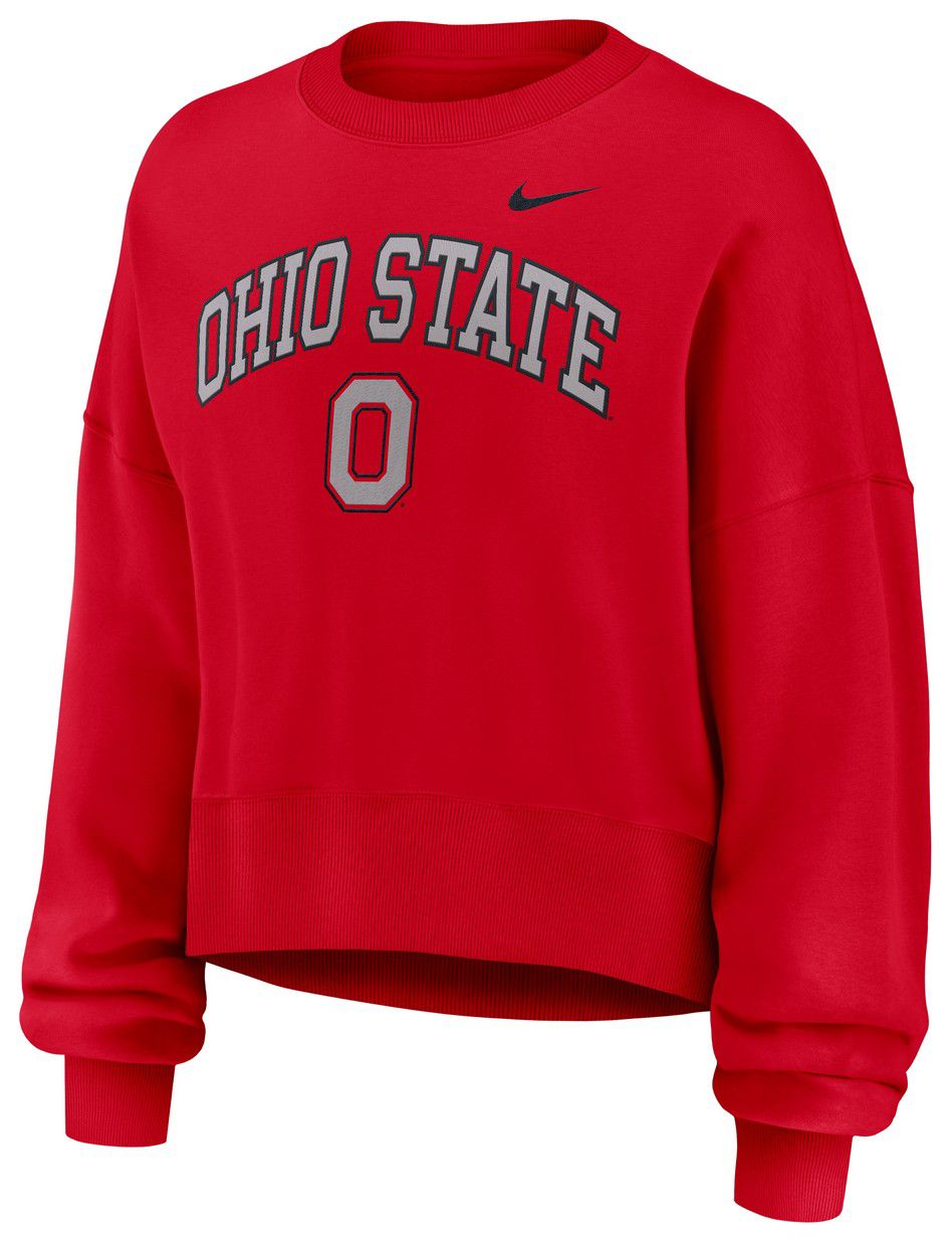 Nike Women's Ohio State Buckeyes University Red Phoenix Arch Oversized Crew Pullover Sweatshirt product image