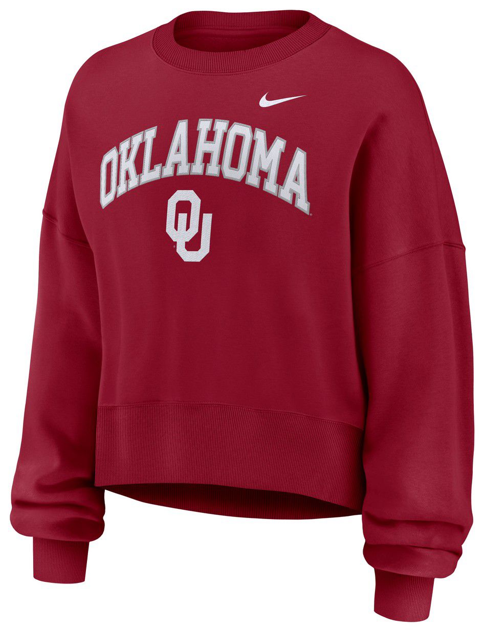 Nike Women's Oklahoma Sooners Team Crimson Phoenix Arch Oversized Crew Pullover Sweatshirt product image