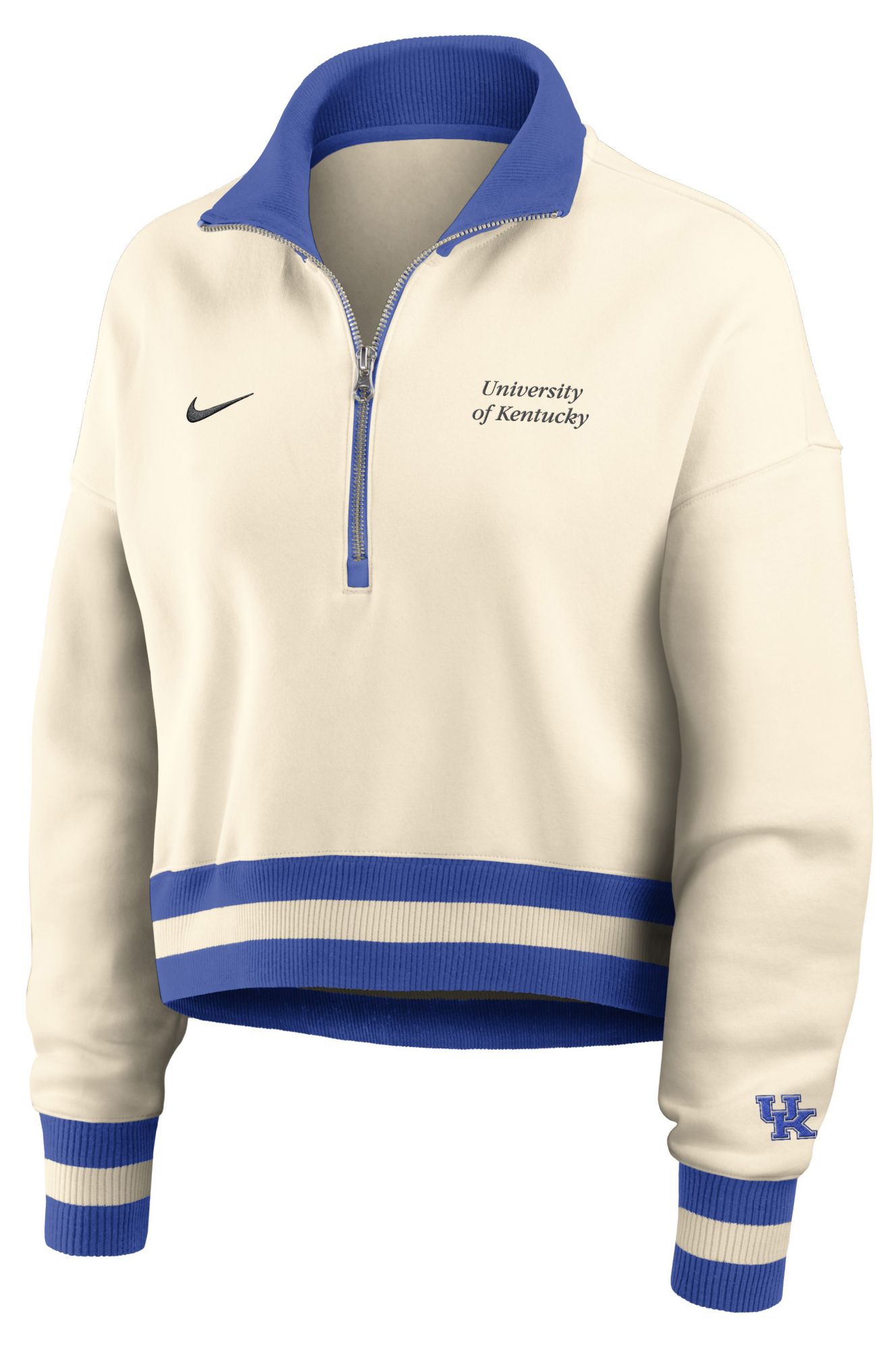 Nike Women's Kentucky Wildcats Natural Legacy Quarter-Zip Cropped Jacket product image