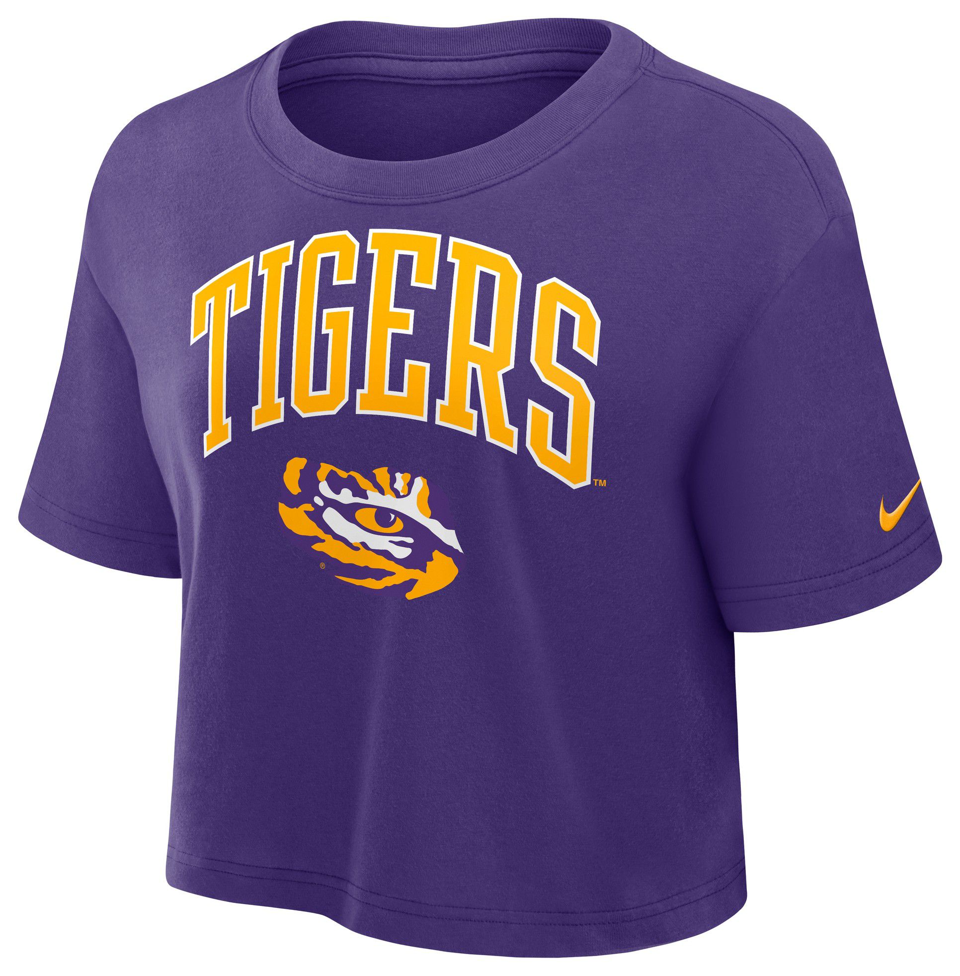 Nike Women's LSU Tigers Court Purple Arch Cropped T-Shirt product image