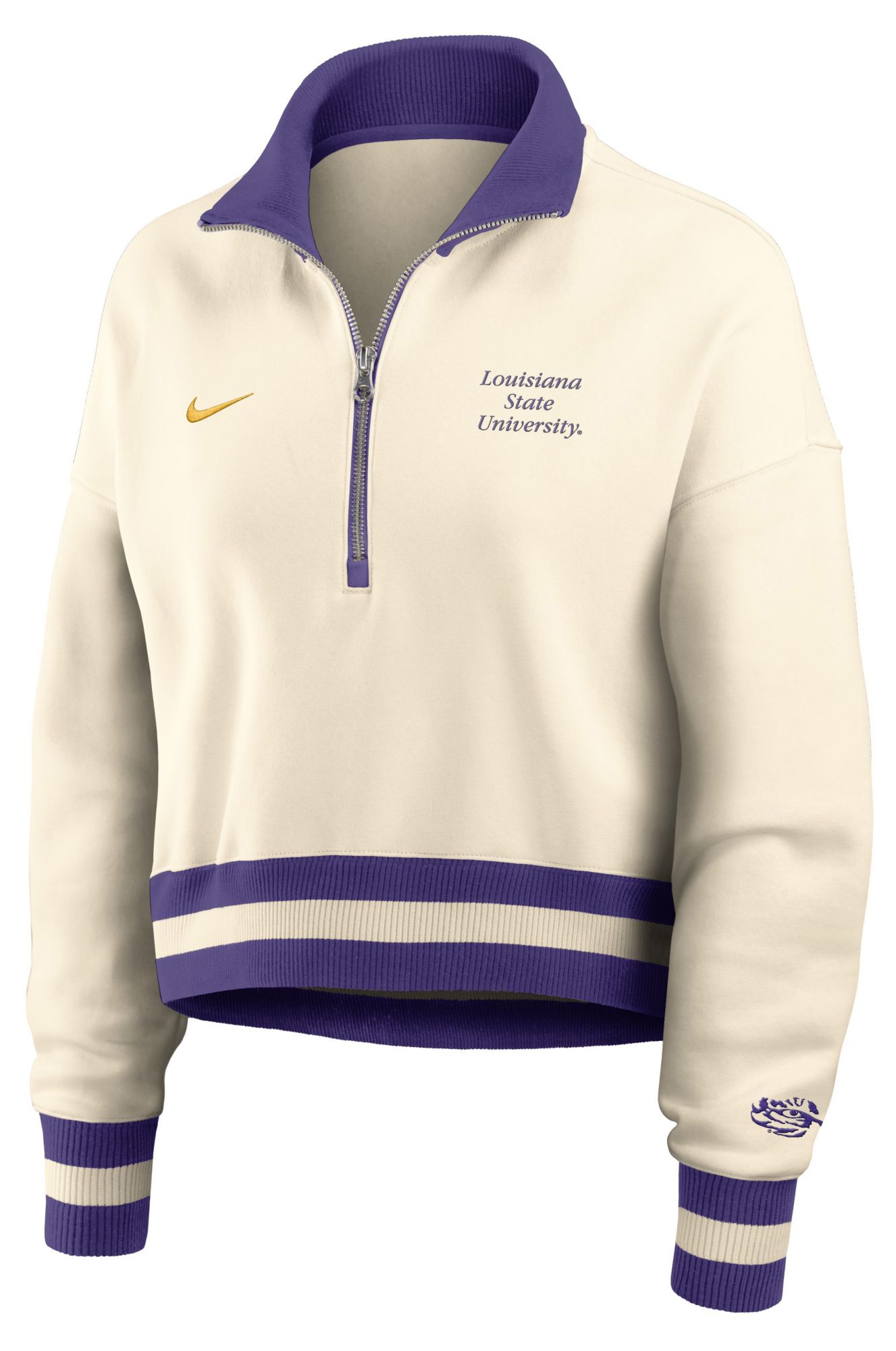 Nike Women's LSU Tigers Natural Legacy Quarter-Zip Cropped Jacket product image