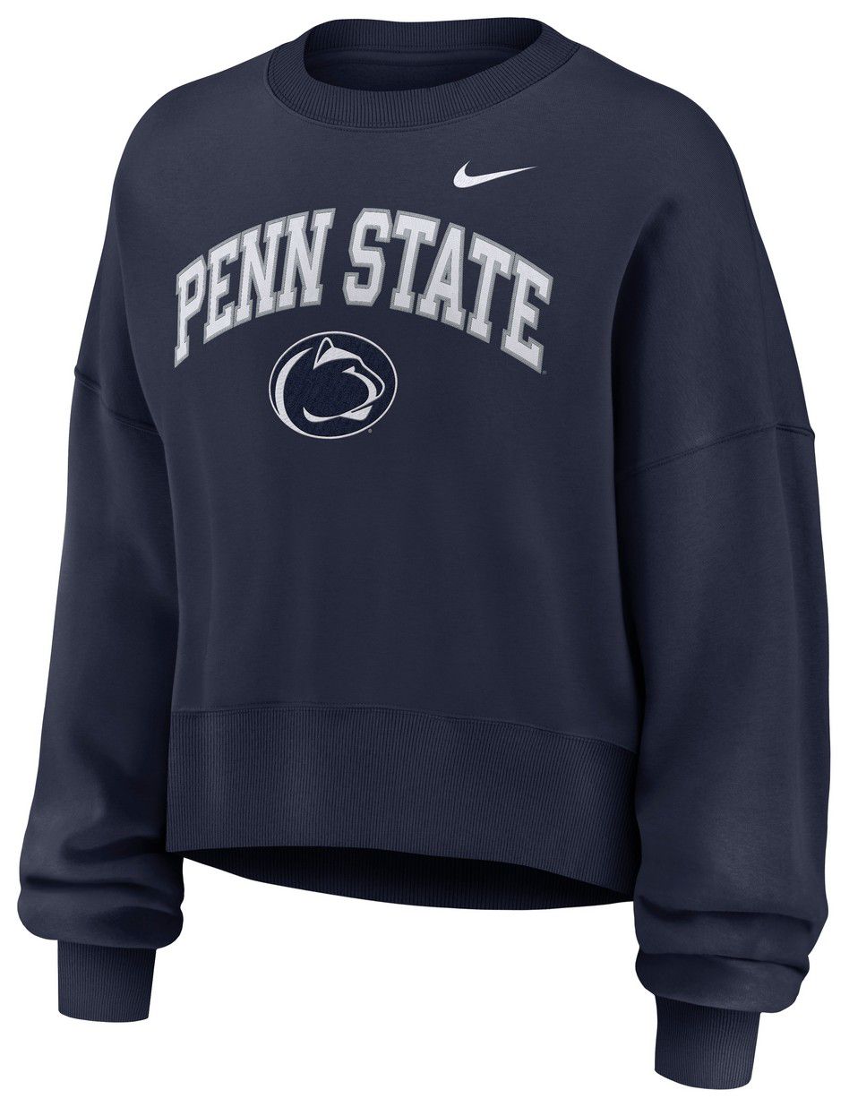 Nike Women's Penn State Nittany Lions College Navy Phoenix Arch Oversized Crew Pullover Sweatshirt product image