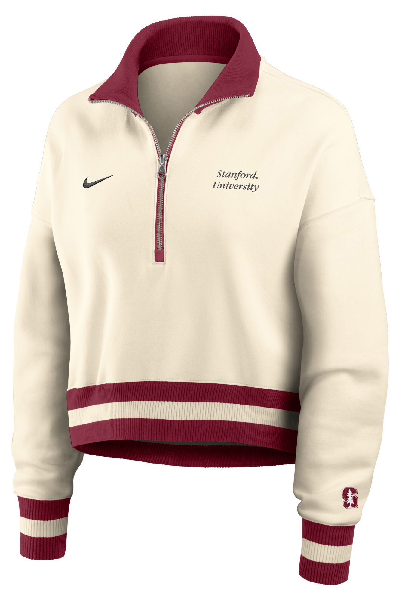 Nike Women's Stanford Cardinal Natural Legacy Quarter-Zip Cropped Jacket product image