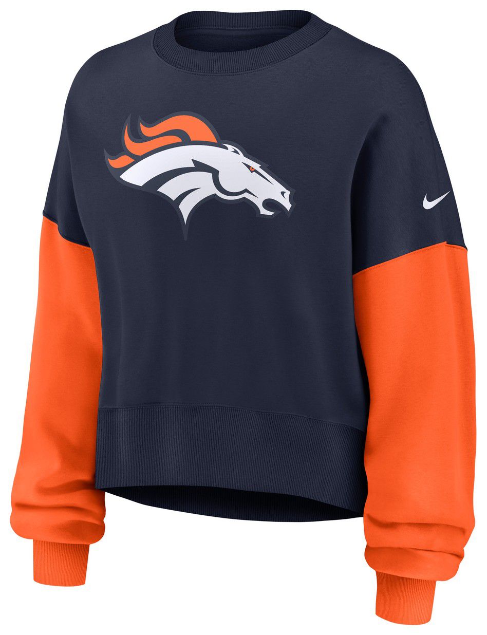 Nike Women's Denver Broncos College Navy Phoenix Logo Crew Pullover Sweatshirt product image