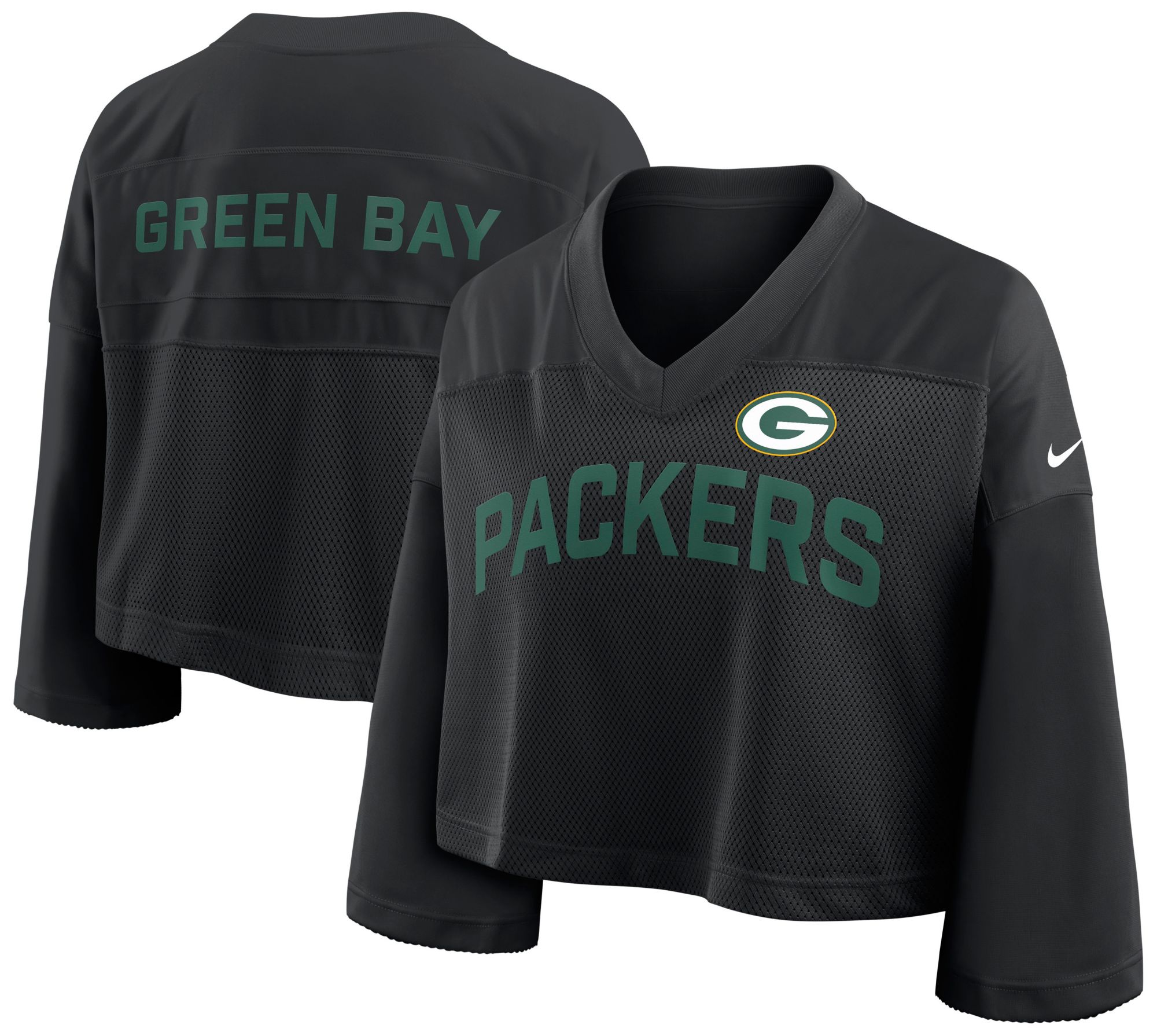 Nike Women's Green Bay Packers Black Cropped Replica Jersey product image