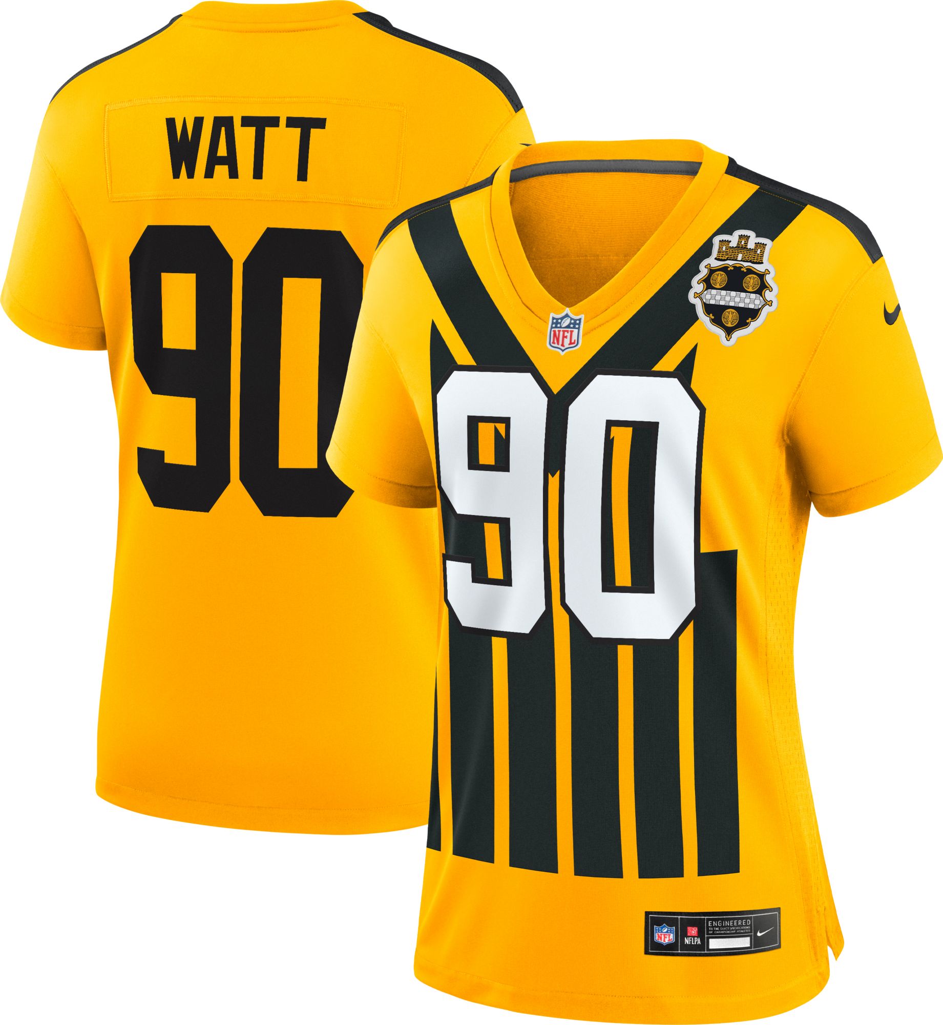 Nike Women's Pittsburgh Steelers T.J. Watt #90 University Gold Game Alternate Jersey product image
