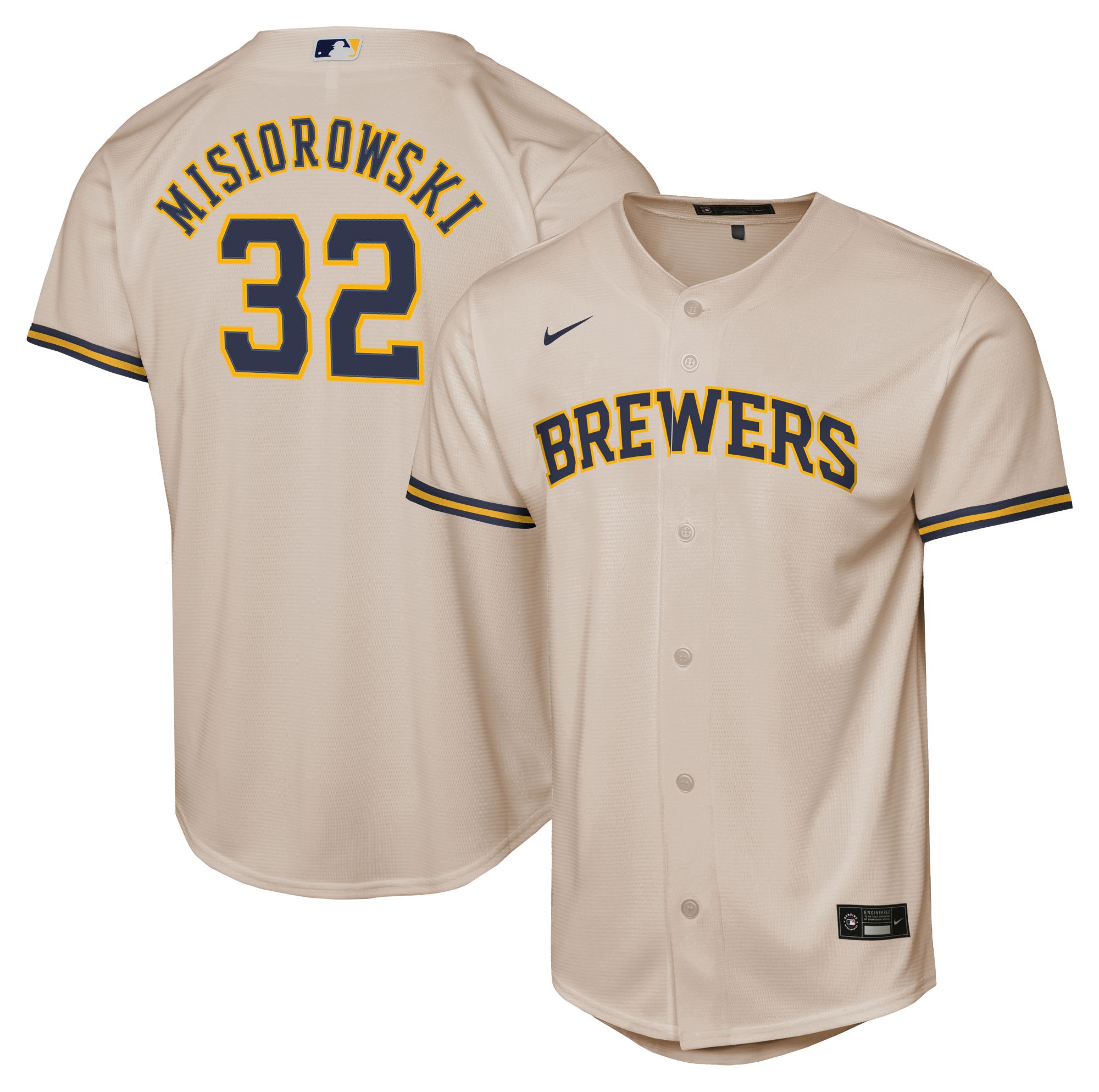Nike Youth Milwaukee Brewers Jacob Misiorowski #32 Cream Replica