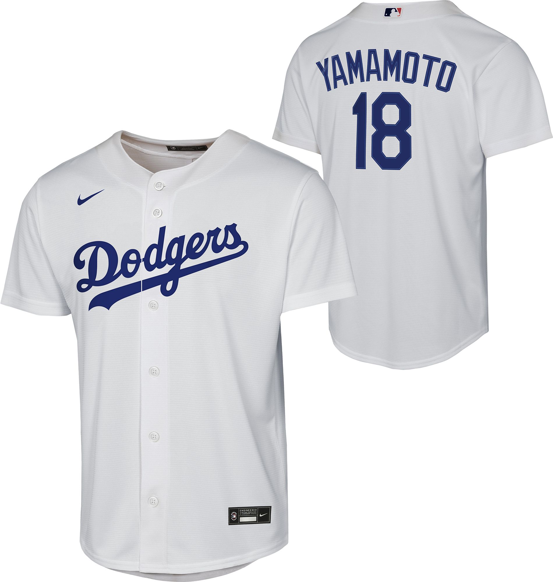Nike Youth Los Angeles Dodgers Yoshinobu Yamamoto #18 White Replica Home Jersey product image