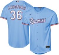 Nike Youth Texas Rangers Wyatt Langford #36 Blue Alternate Replica