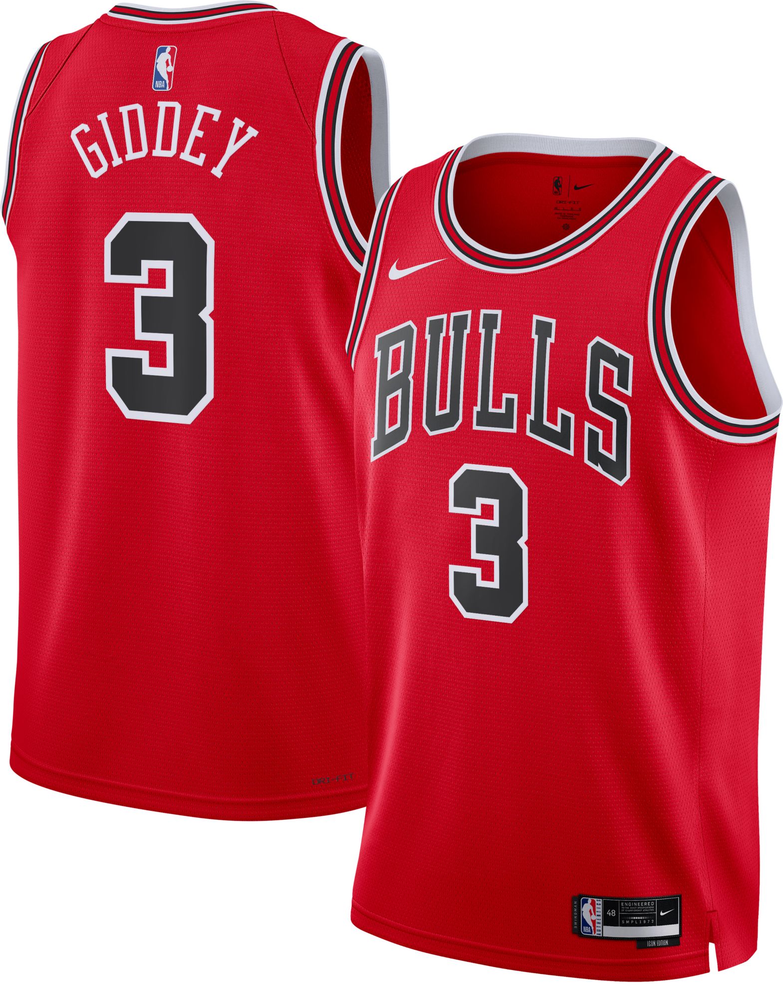 Nike Youth Chicago Bulls Josh Giddey #3 Red Swingman Icon Jersey product image