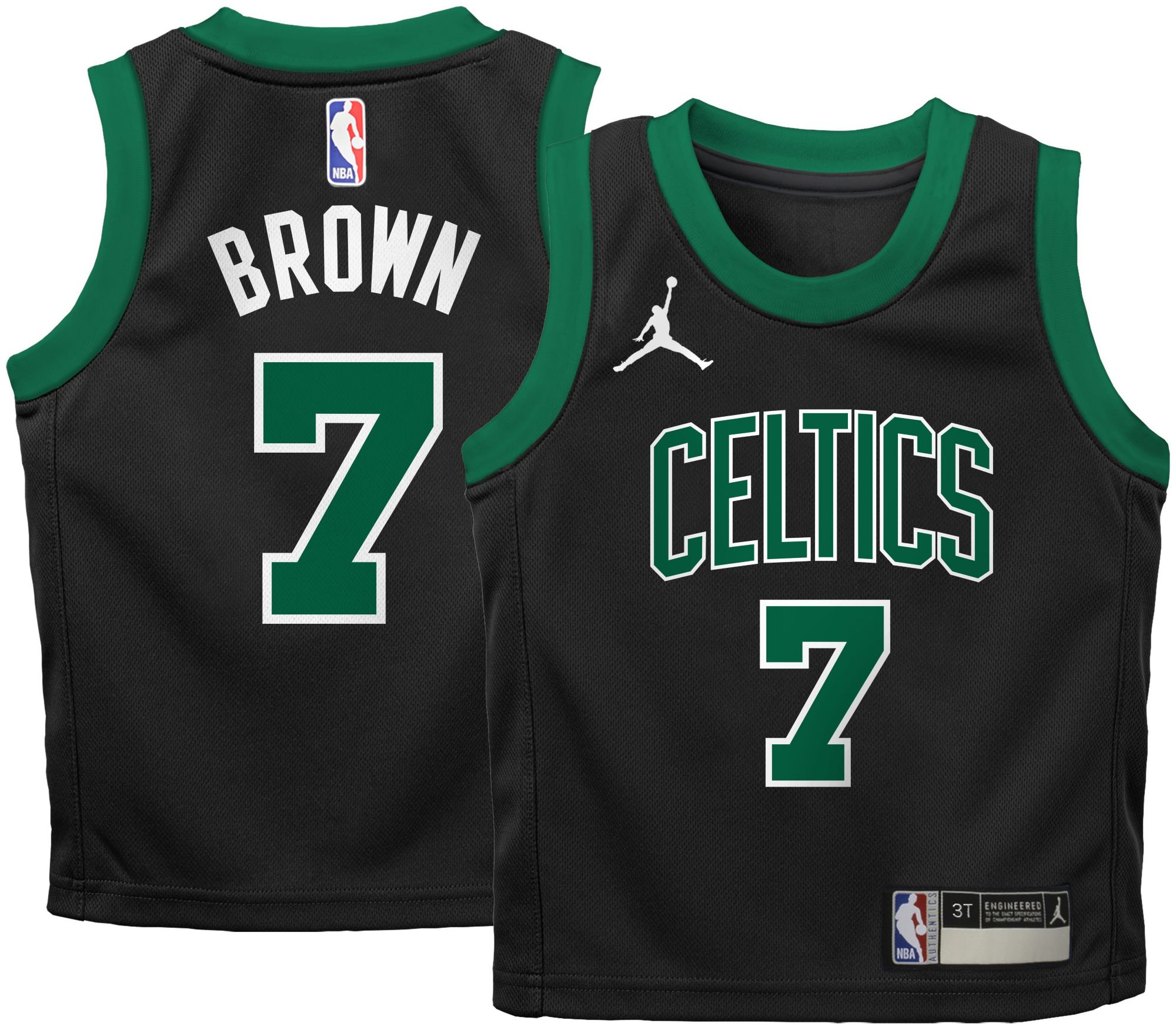 Jordan Little Kids' Boston Celtics Jaylen Brown #7 Black Swingman Statement Jersey product image