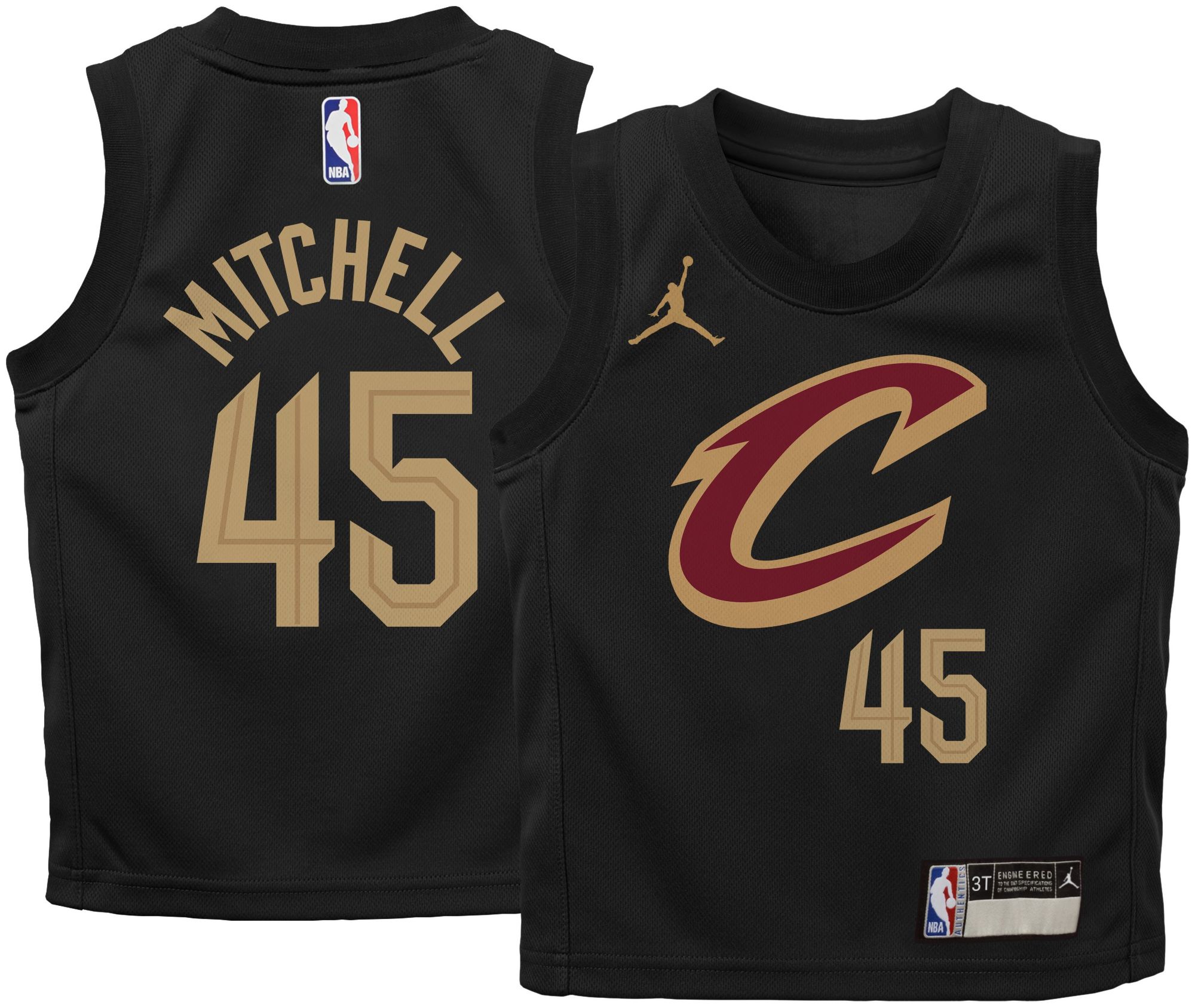 Jordan Little Kids' Cleveland Cavaliers Donovan Mitchell #45 Black Swingman Statement Jersey product image