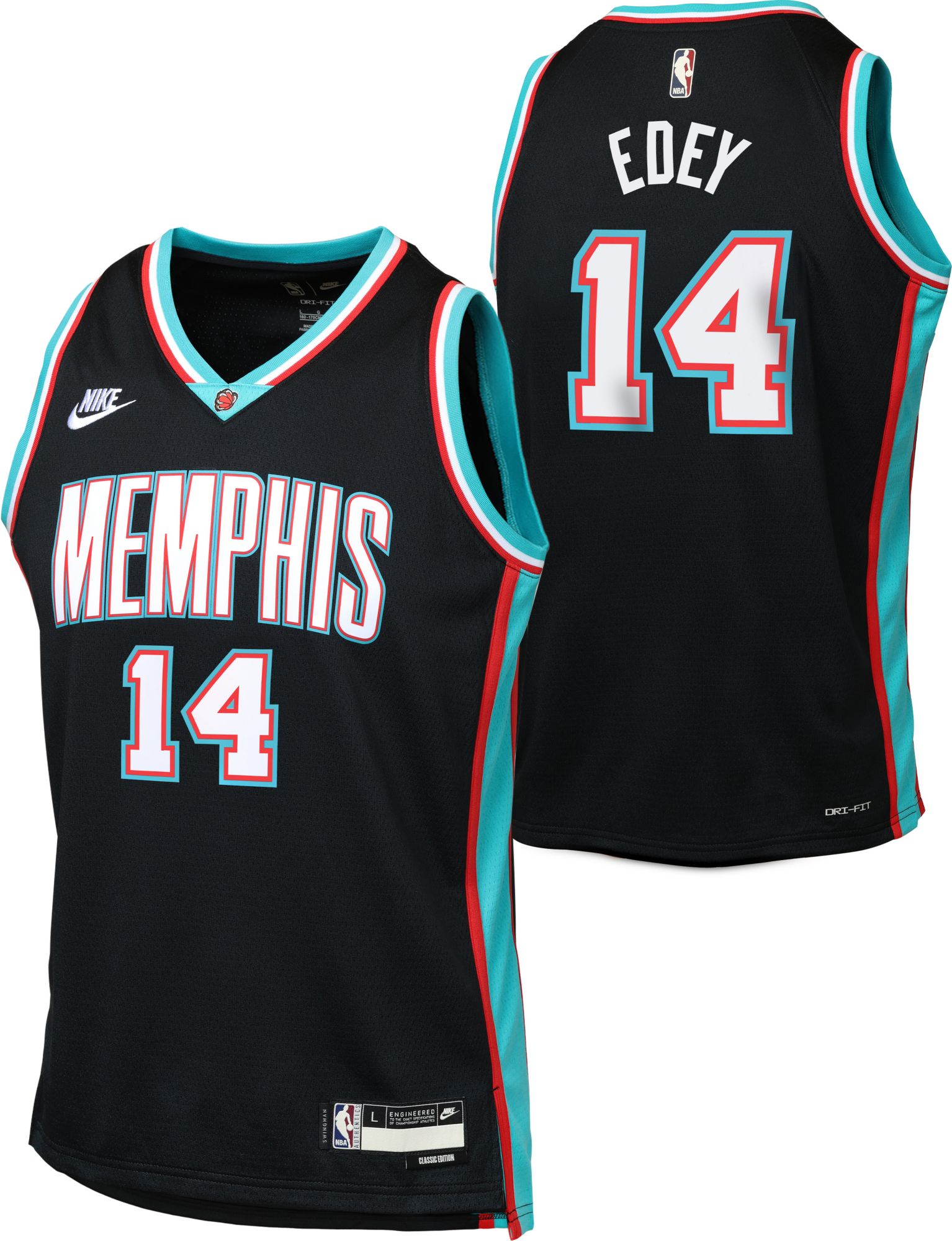 Nike Youth Memphis Grizzlies Zach Edey #14 Black Hardwood Classics T-Shirt product image