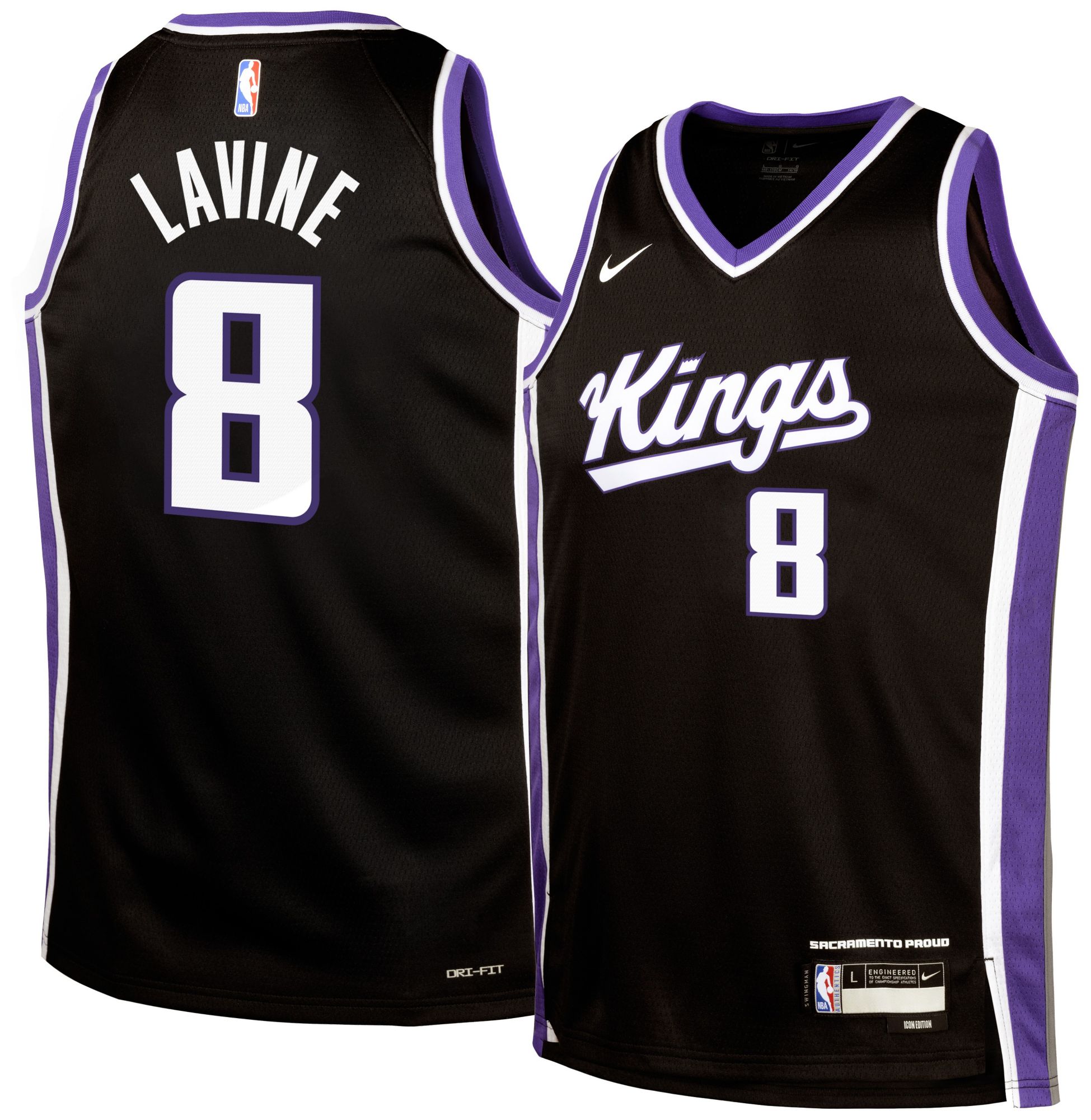 Nike Youth Sacramento Kings Zach LaVine #8 Black Swingman Icon Jersey product image