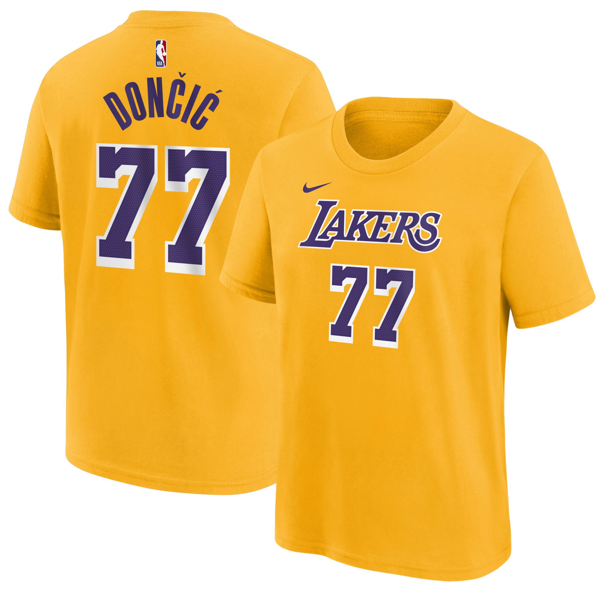 Nike Youth Los Angeles Lakers Luka Doncic #77 Yellow Icon T-Shirt product image