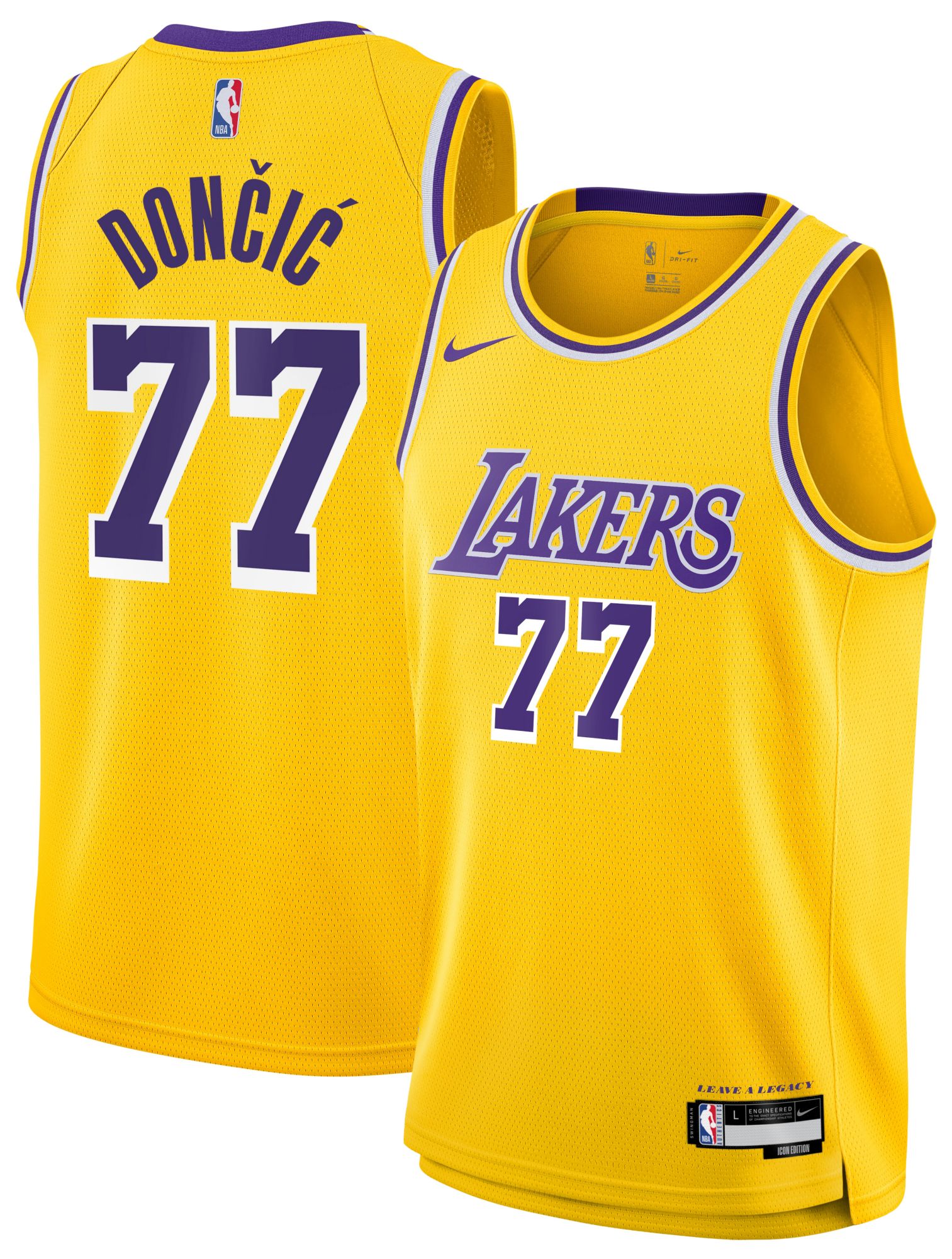 Nike Youth Los Angeles Lakers Luka Doncic #77 Yellow Swingman Icon Jersey product image