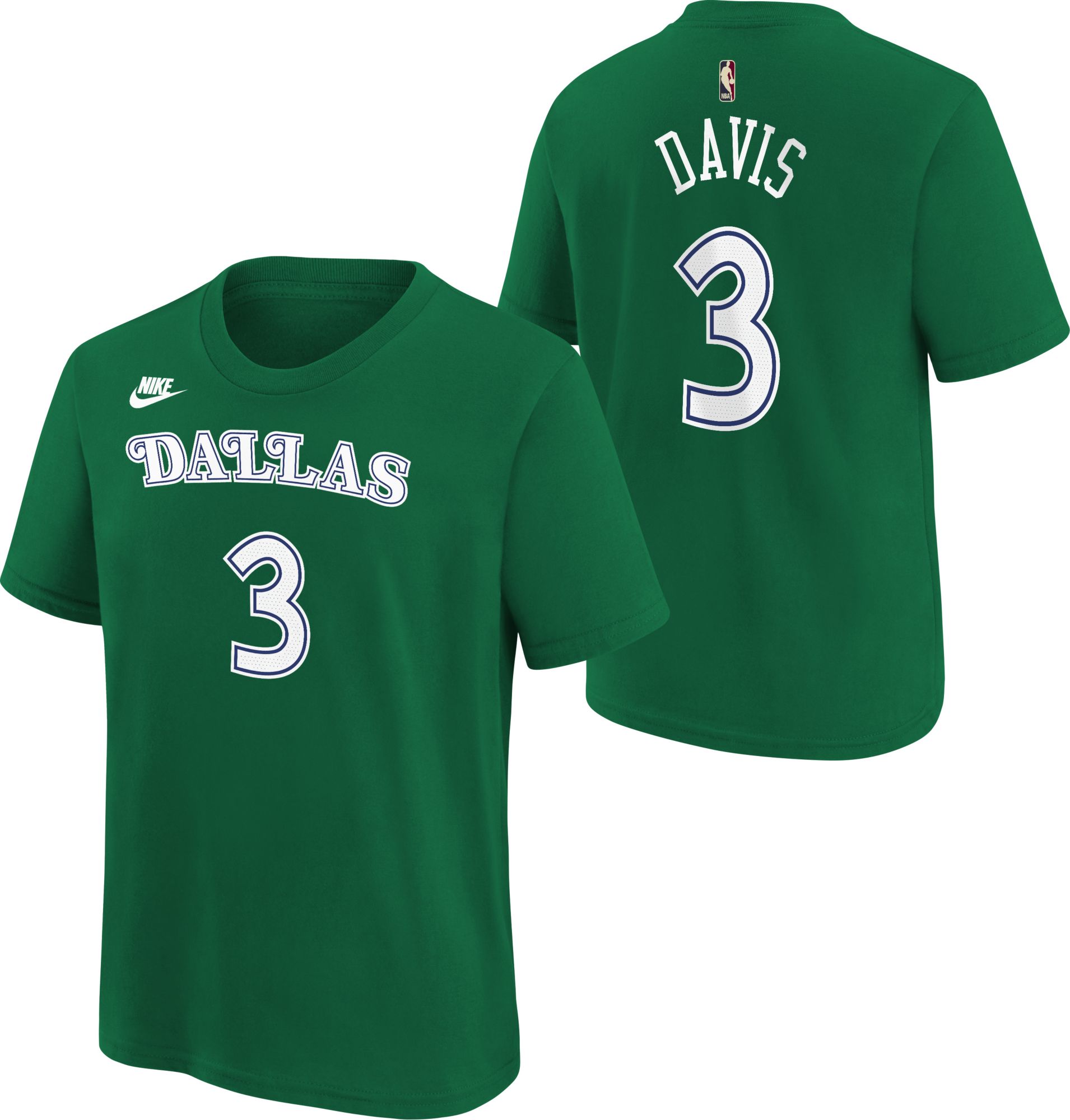 Nike Youth Dallas Mavericks Anthony Davis #3 Green Hardwood Classics T-Shirt product image
