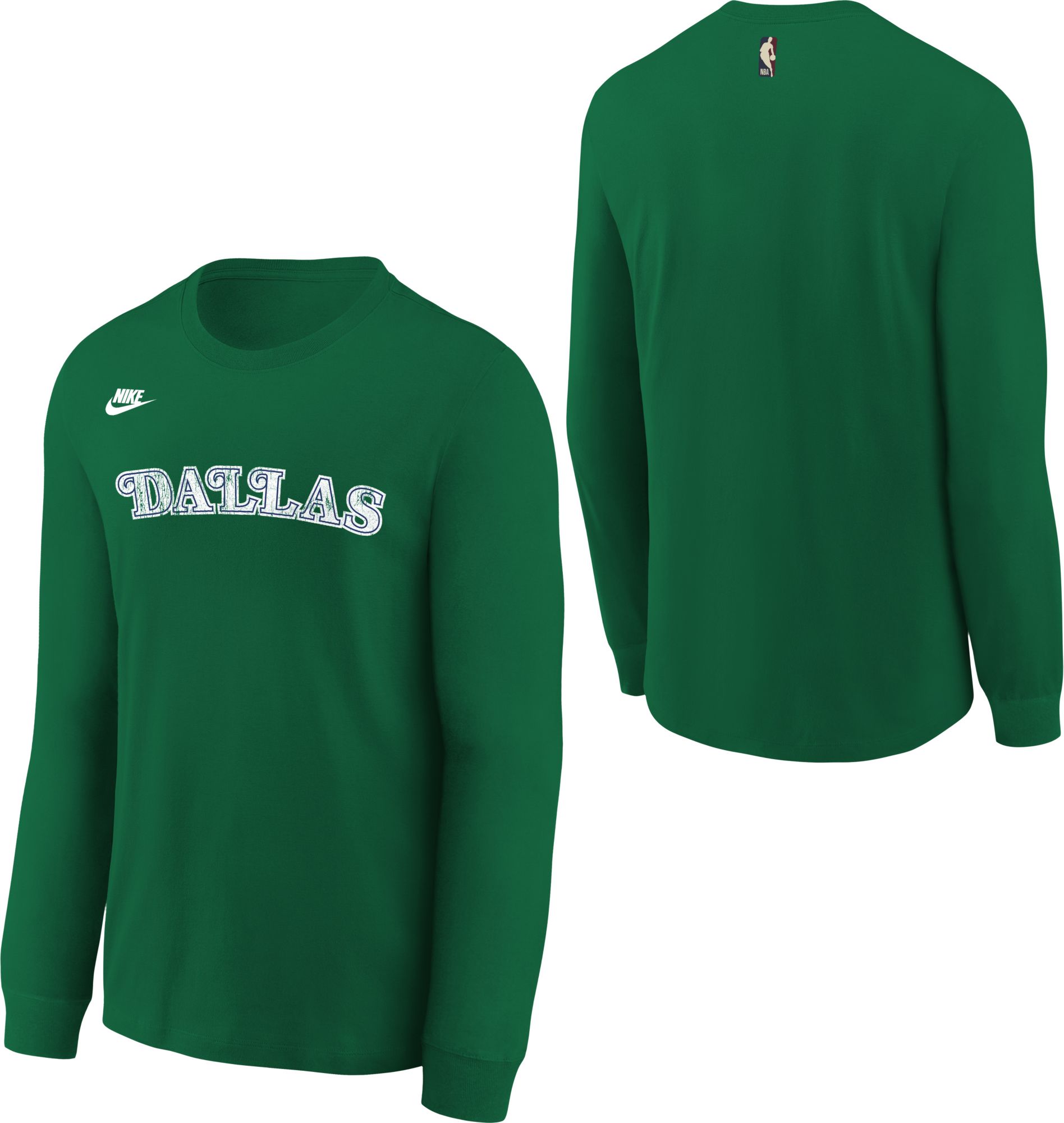 Nike Youth Dallas Mavericks Green Hardwood Classics Wordmark Long Sleeve Shirt product image