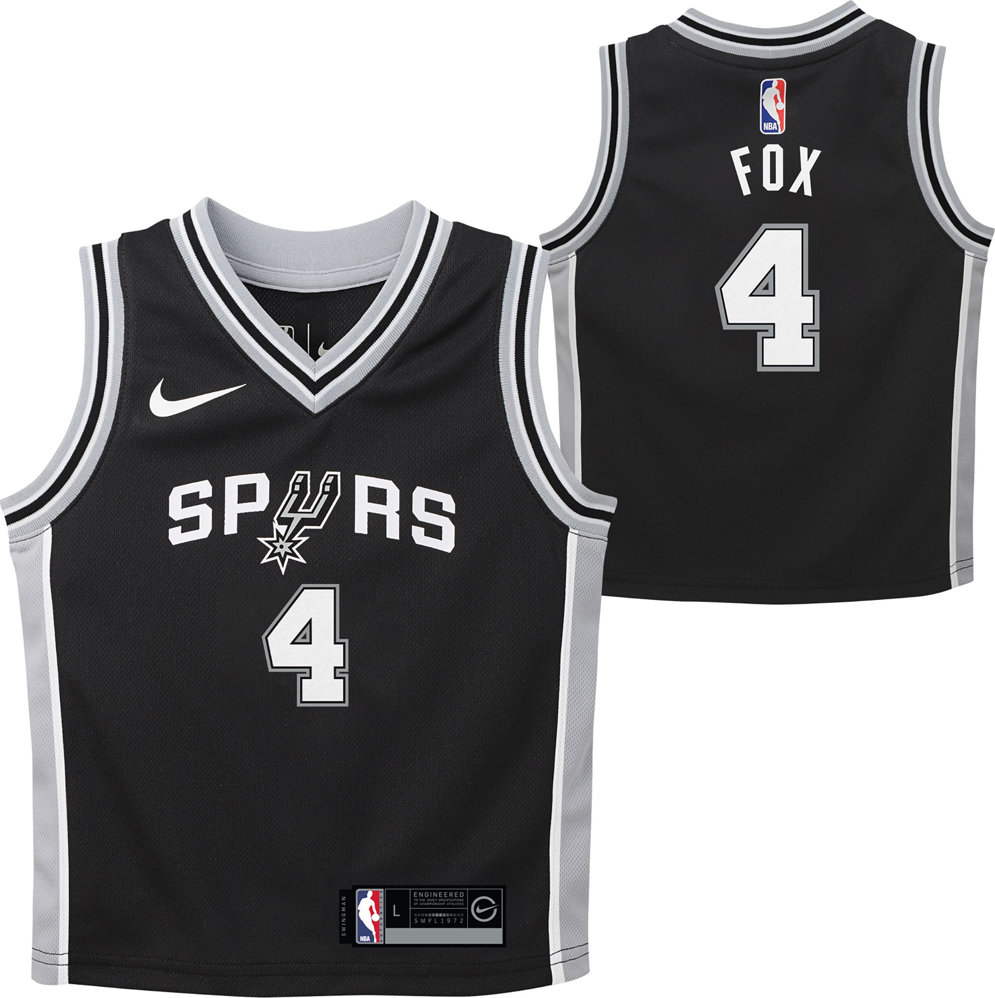 Nike Kids' San Antonio Spurs De'Aaron Fox #4 Black Icon Replica Jersey product image
