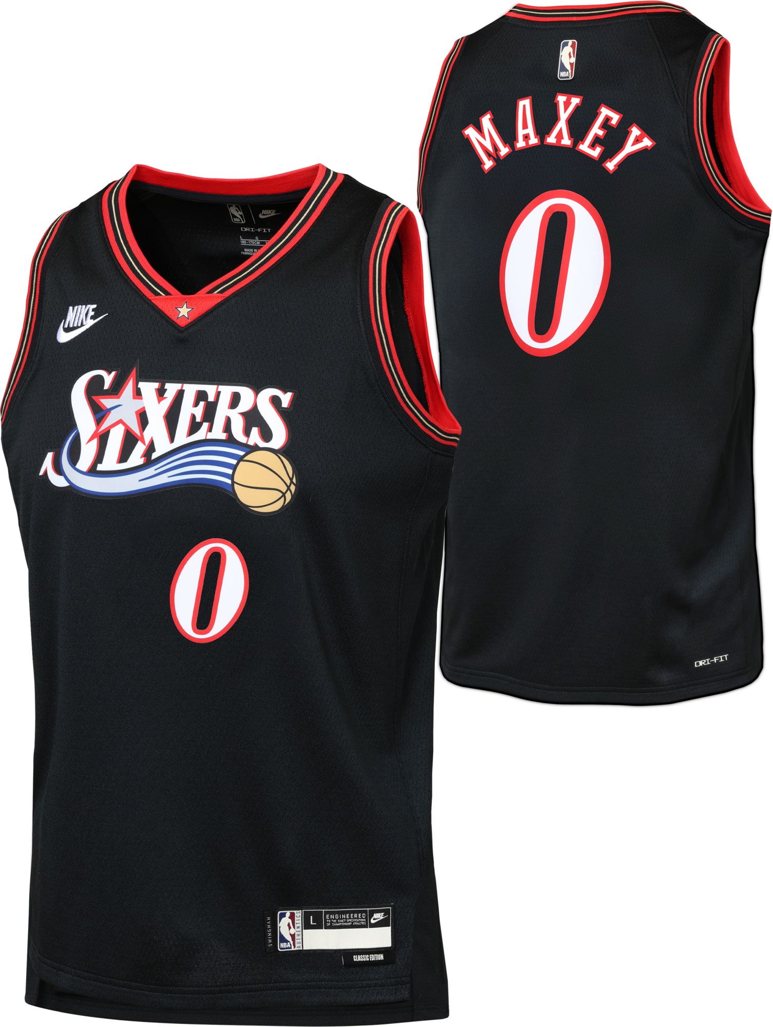 Nike Youth Philadelphia 76ers Tyrese Maxey #0 Black Swingman Hardwood Classics Jersey product image