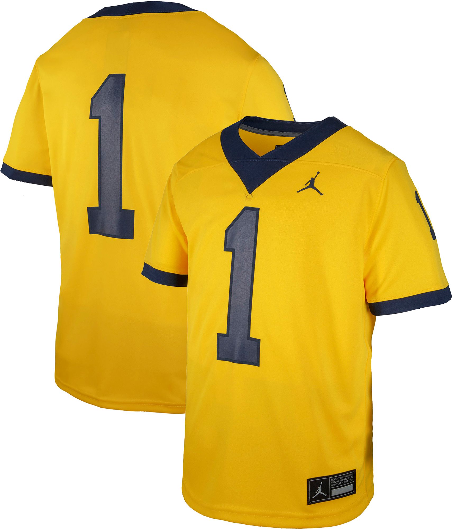 Jordan Youth Michigan Wolverines Yellow Replica Alternate Football Jersey product image