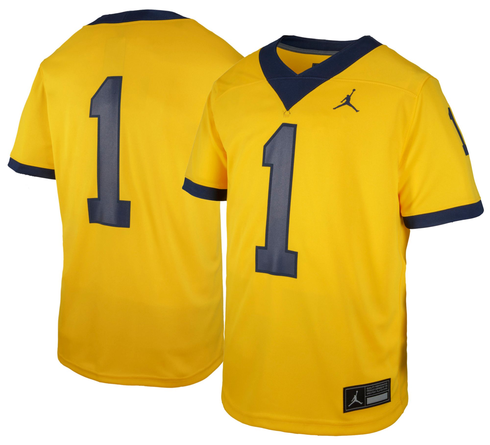 Jordan Youth Michigan Wolverines Yellow Replica Alternate Football Jersey product image