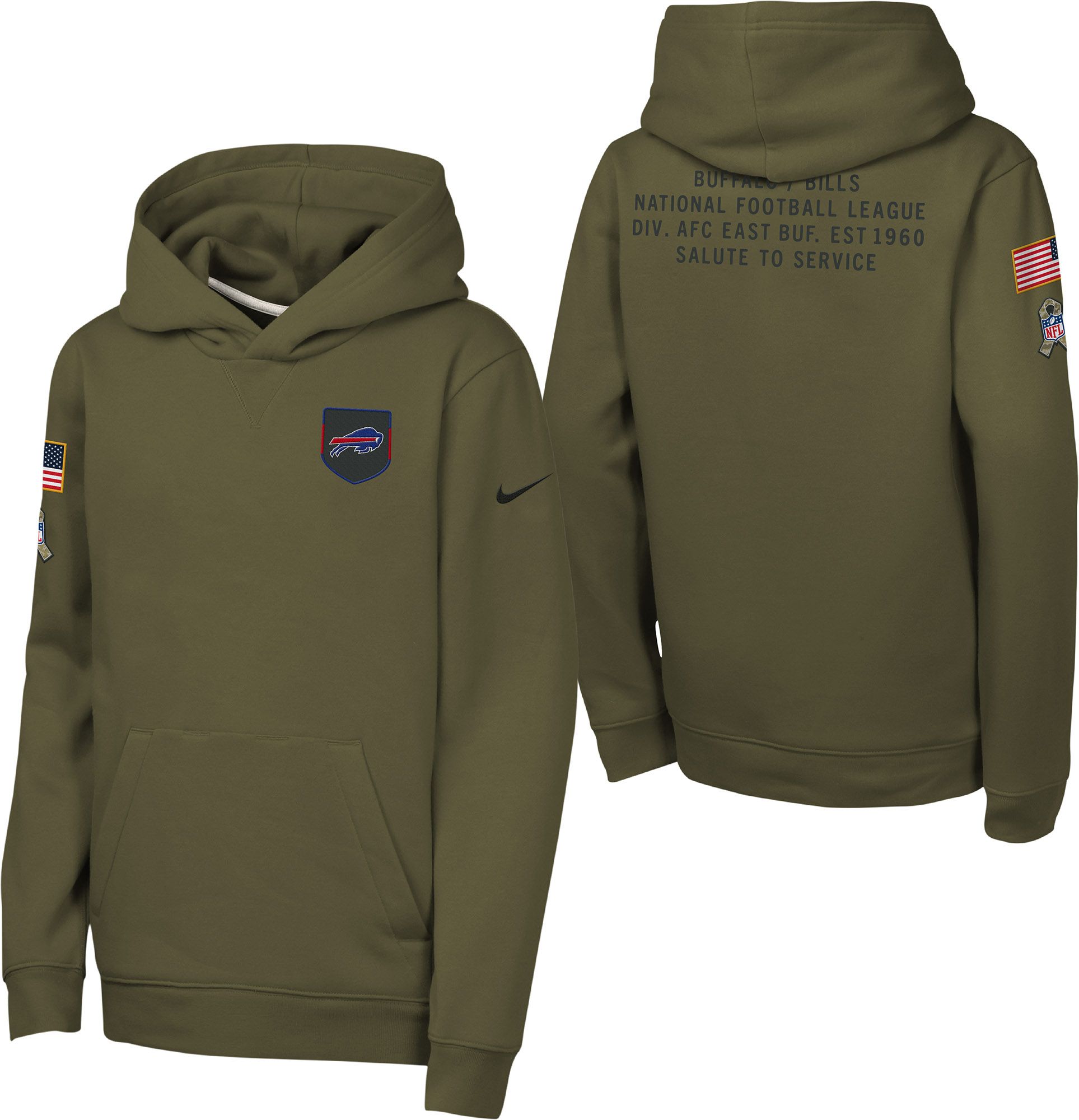 Nike Youth Buffalo Bills Olive Salute to Service 2025 Club Fleece Pullover Hoodie product image