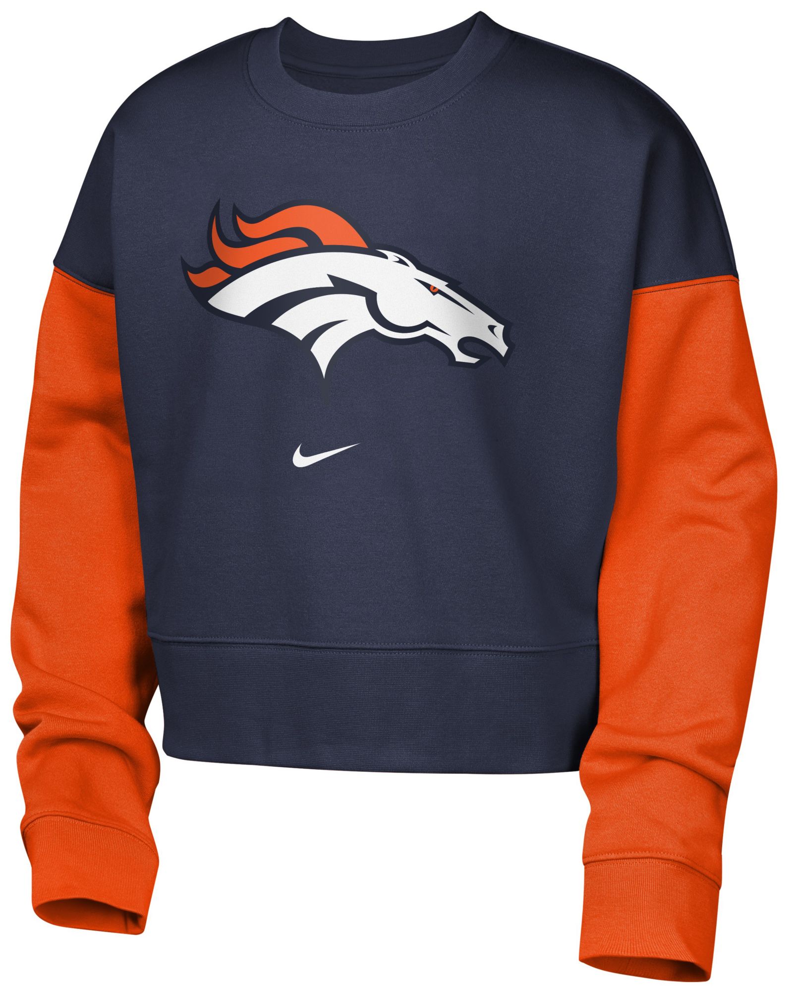 Nike Girls' Denver Broncos College Navy Phoenix Crew Pullover Sweatshirt product image