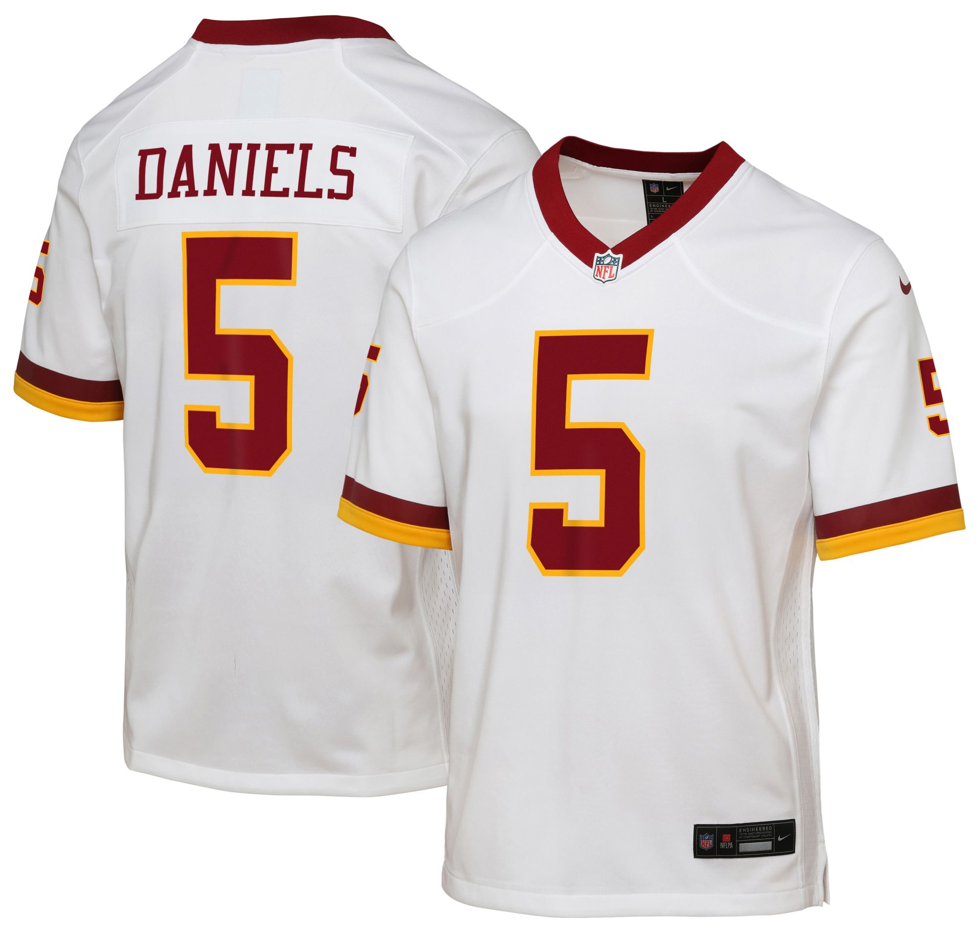 Nike Youth Washington Commanders Jayden Daniels #5 2nd Alternate White Game Jersey product image